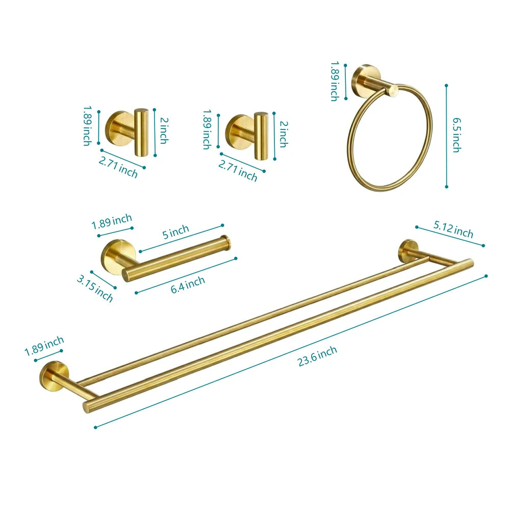 5 Piece Bathroom Towel Rack Set Wall Mount