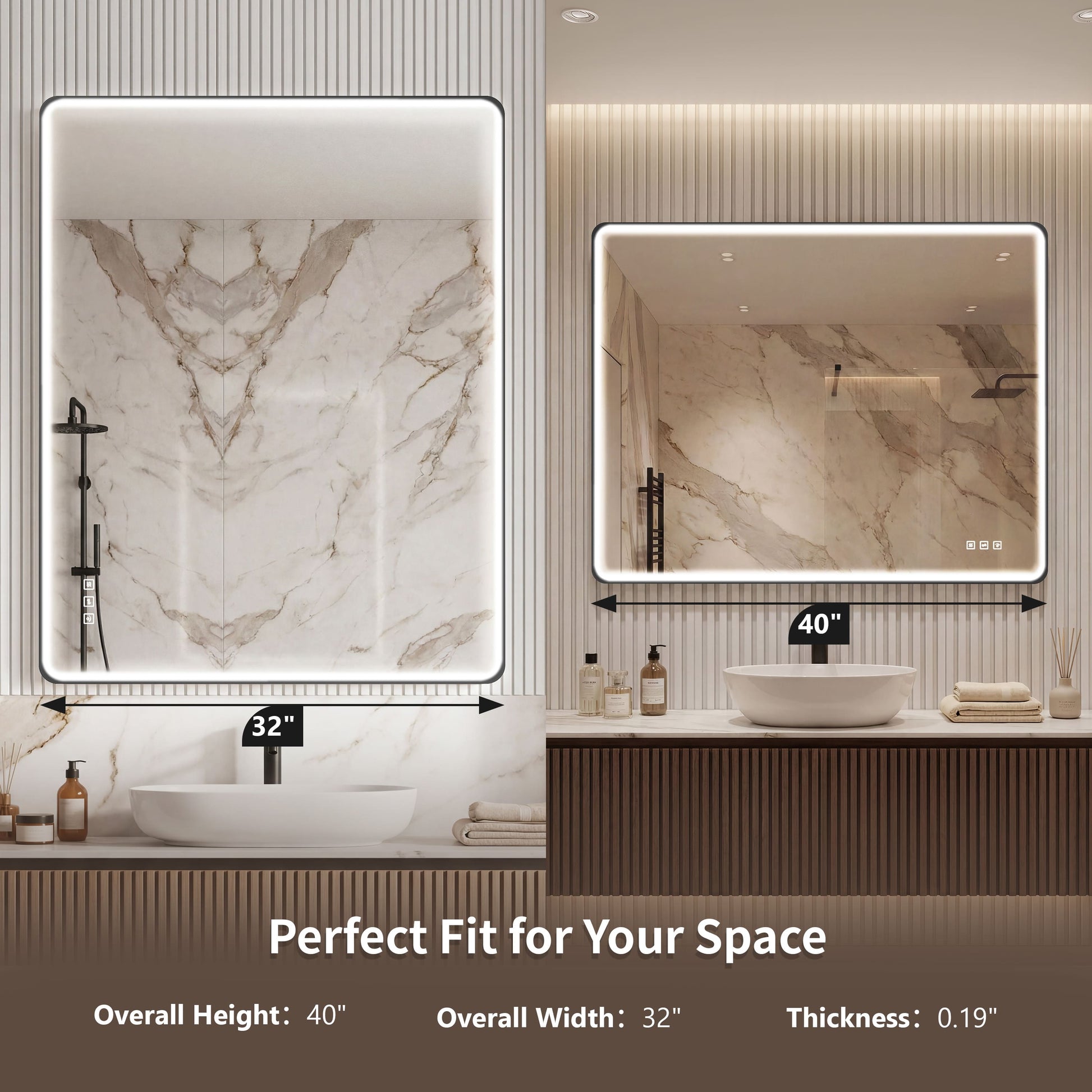 Contemporary Rectangular Aluminum Framed Bathroom LED Mirror