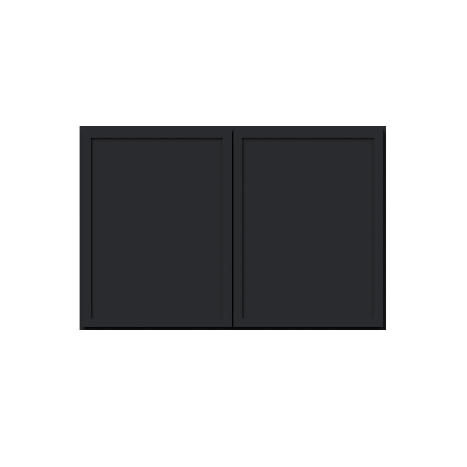 Slim Ebony Black Shaker RTA 24"-36"W x 12"-24"H x 12"D 17-Size Short Wall Cabinet with 2 Doors