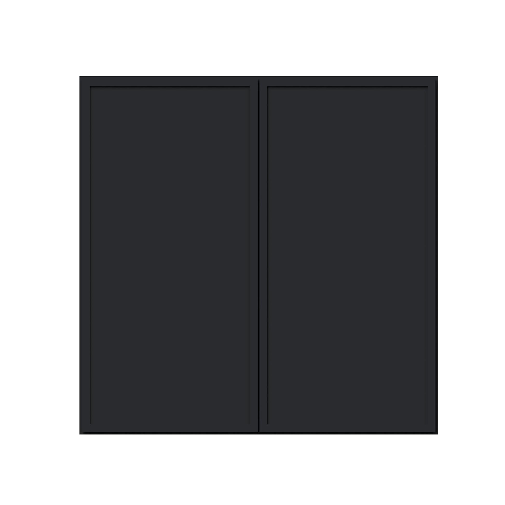 Slim Ebony Black Shaker RTA 24"-36"W x 30"/36"/42"H x 12"D 15-Size Standard Wall Cabinet with 2 Doors