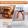 Translucent Resin Arched Solid Surface Bathroom Shower Bench in Glossy Smoke Black/Amber