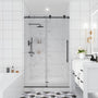 48"x76" Frameless Single Sliding Shower Door in Matte Black/Brushed Nickel/Chrome, Tempered Safety Glass and Reversible Installation