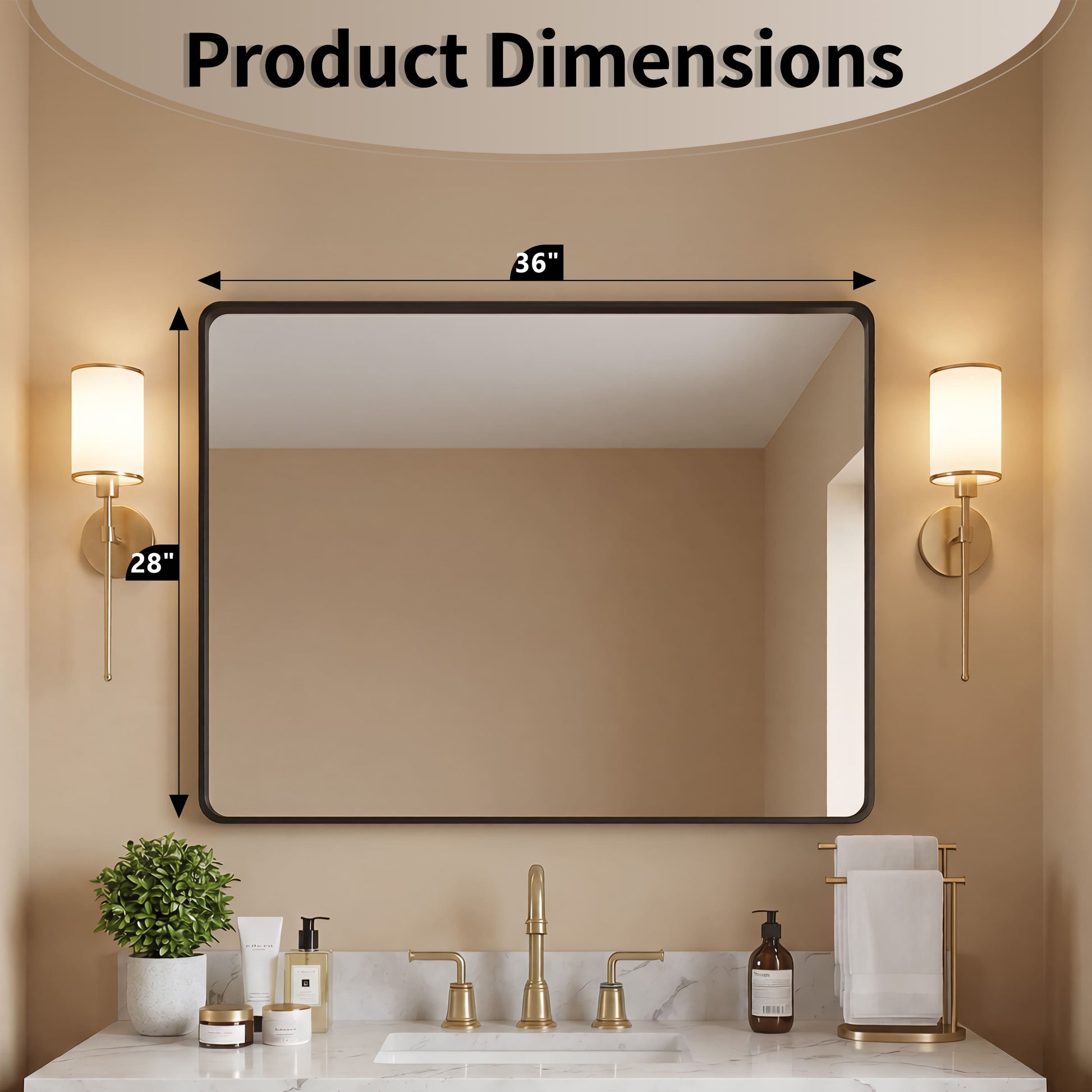 22"-72" W x 28"-40" H 14-Size Modern Aluminum Framed Beveled Bathroom Vanity Mirror with HD Reflection