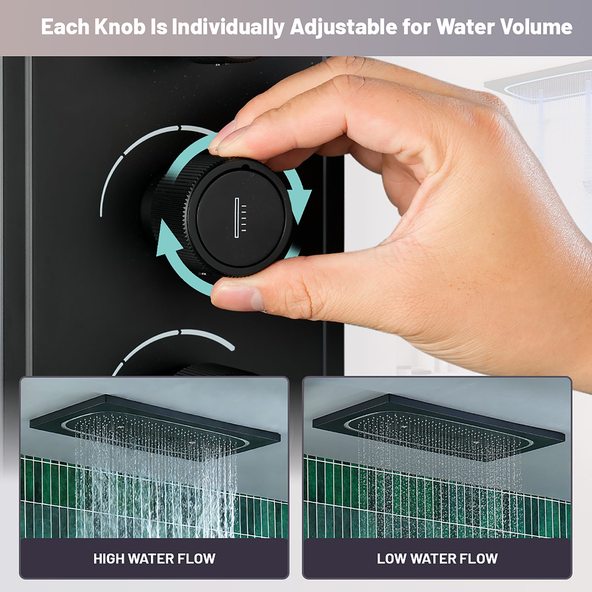 29.52" x 15.74" 64-Color LED Thermostatic Multifunction Shower System with Body Jets& Handheld