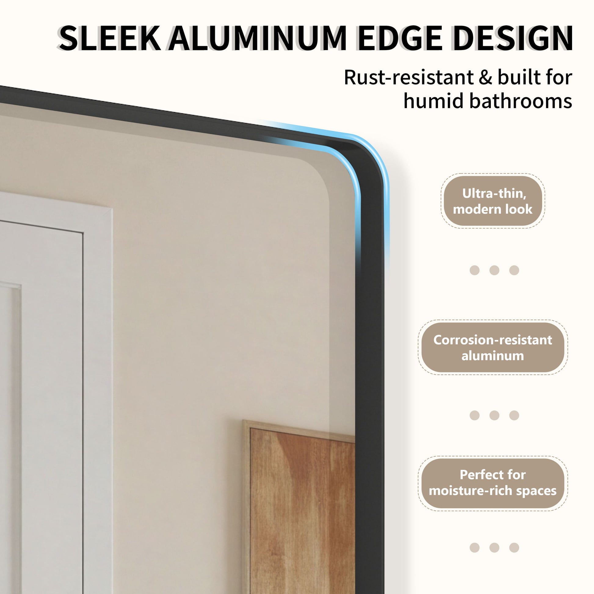 22"-72" W x 28"-40" H 14-Size Modern Aluminum Framed Beveled Bathroom Vanity Mirror with HD Reflection