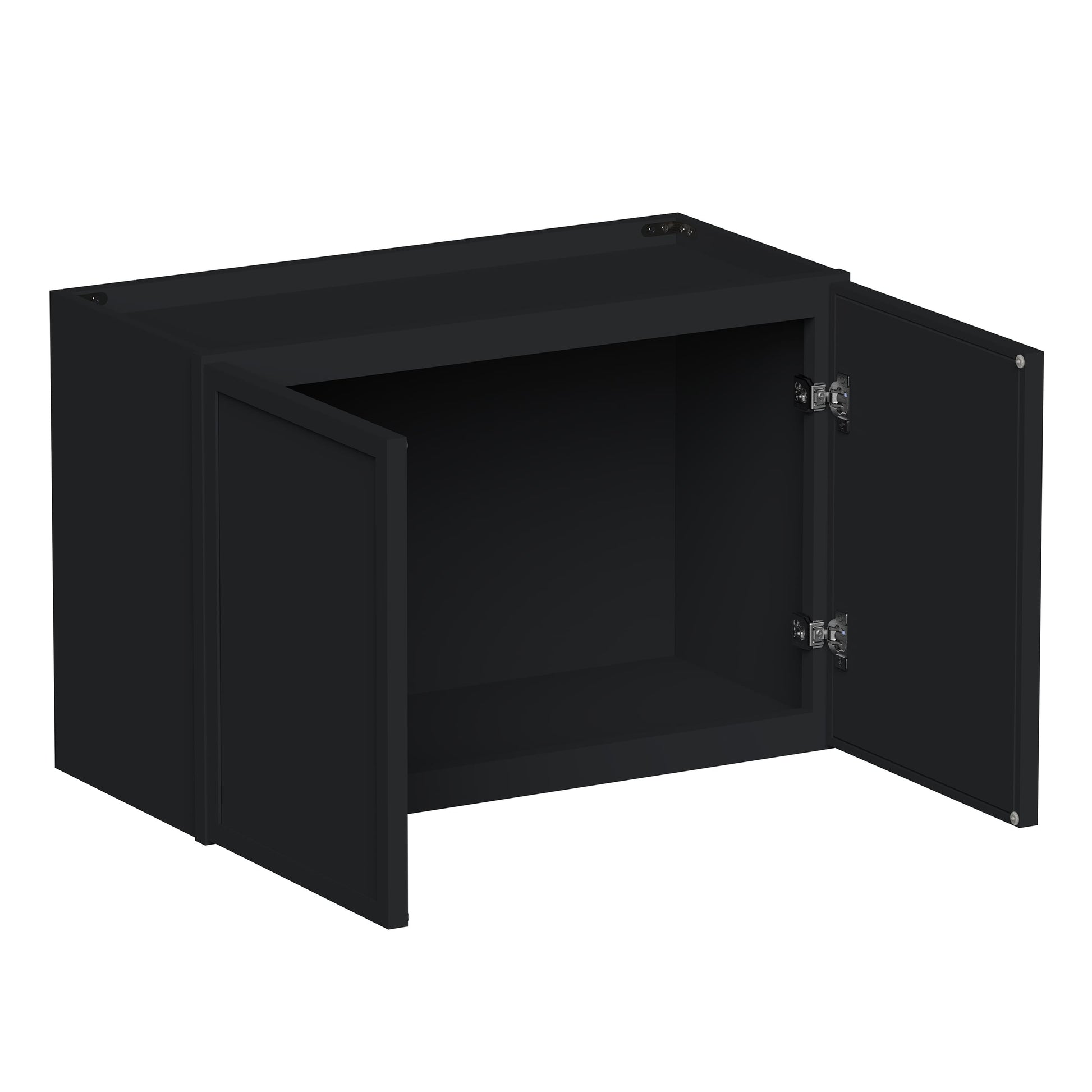 Slim Ebony Black Shaker RTA 24"-36"W x 12"-24"H x 12"D 17-Size Short Wall Cabinet with 2 Doors