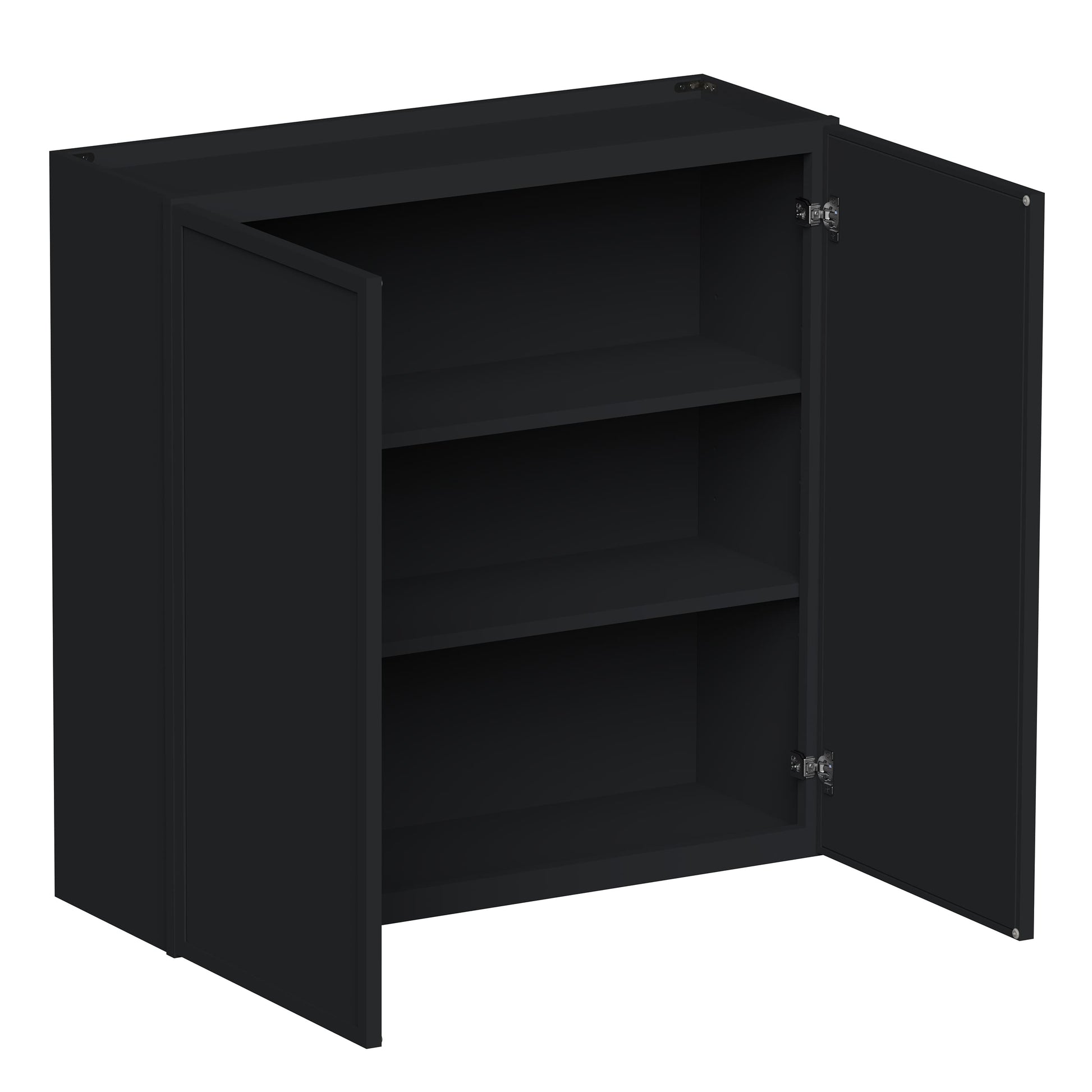 Slim Ebony Black Shaker RTA 24"-36"W x 30"/36"/42"H x 12"D 15-Size Standard Wall Cabinet with 2 Doors