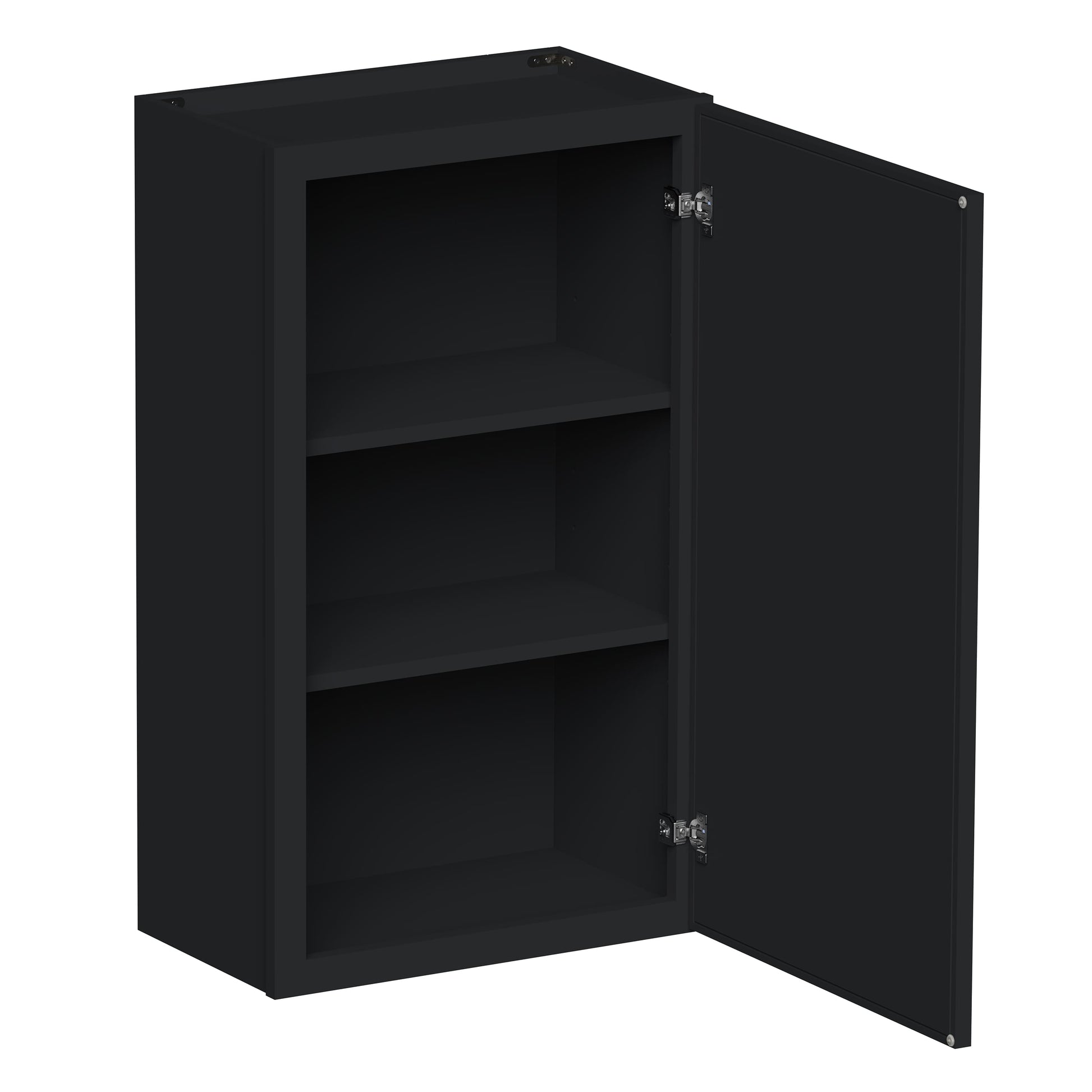 Slim Ebony Black Shaker RTA 9"-21"W x 30"/36"/42"H x 12"D 15-Size Single Door Standard Wall Cabinet
