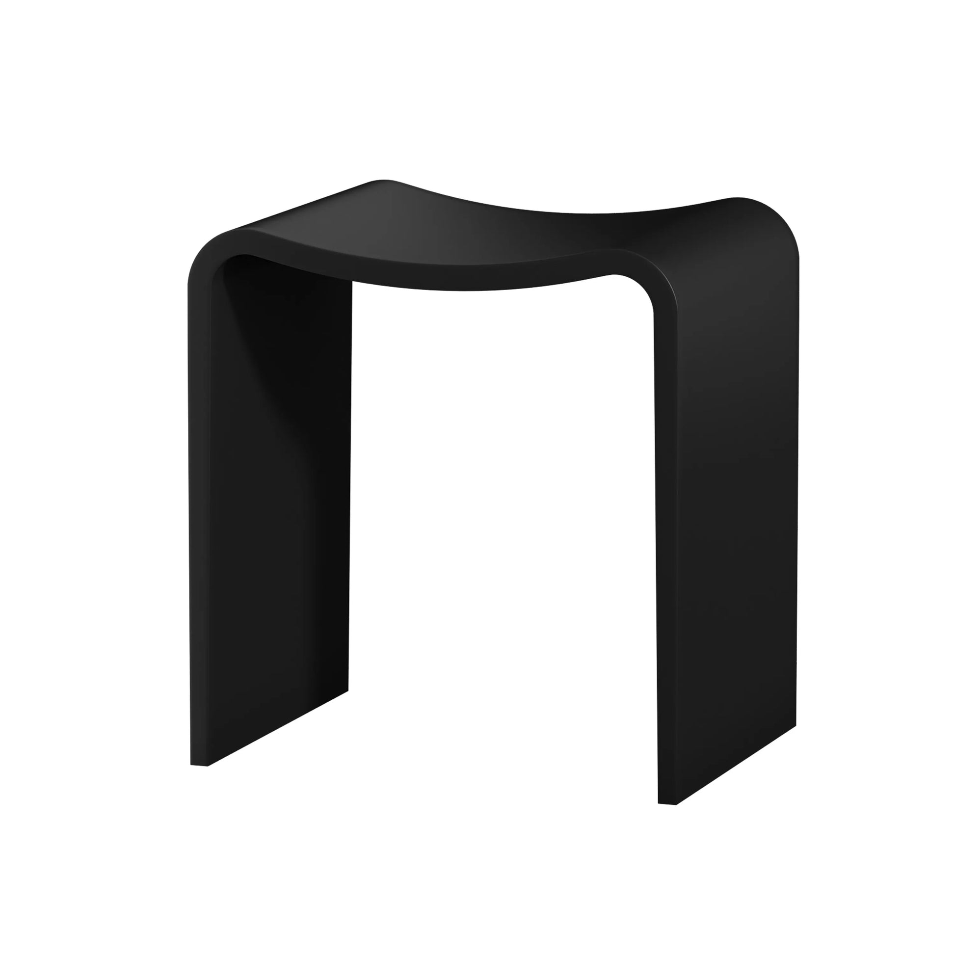 Solid Surface U-Shaped Shower Stool in Matte White / Matte Black