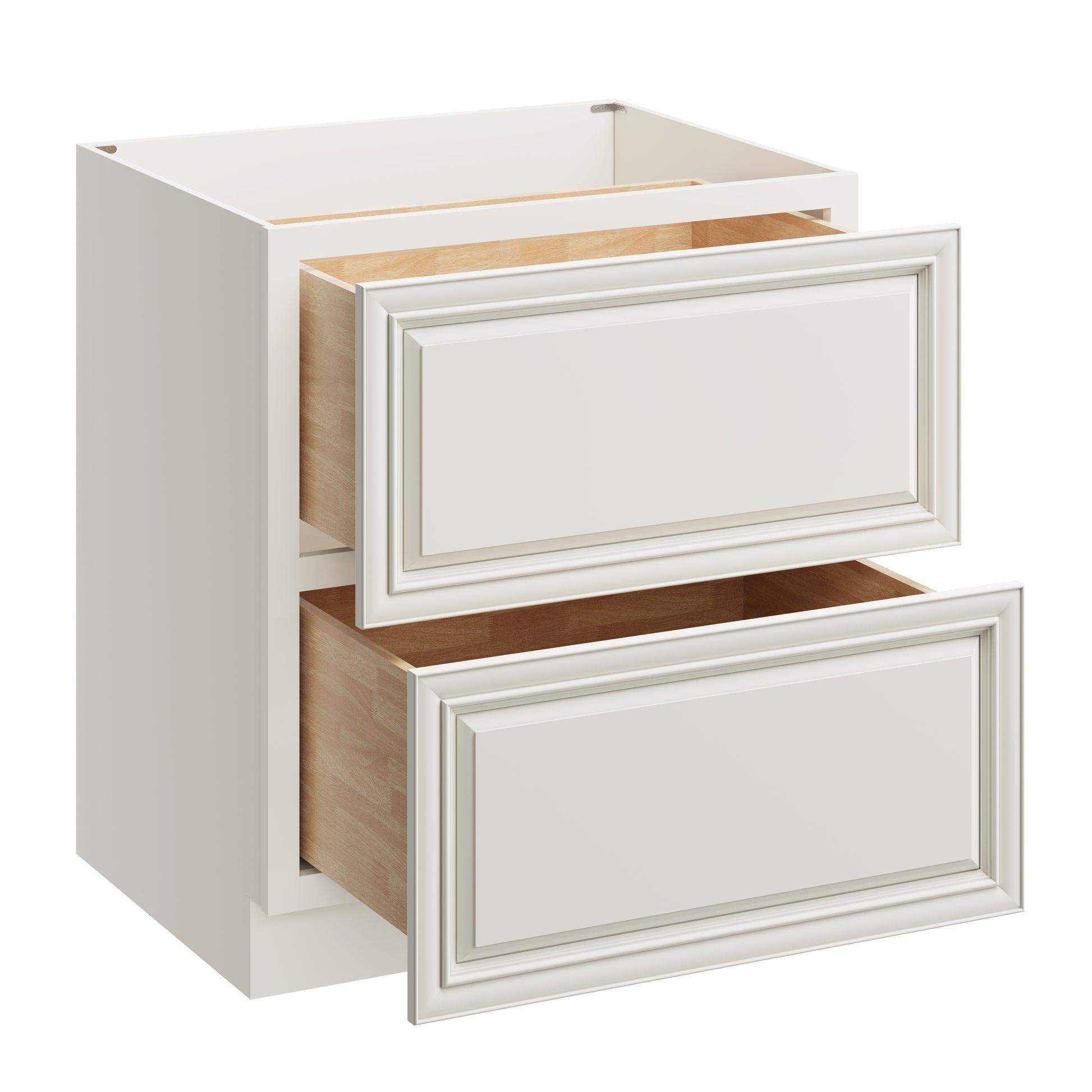 Pearl White RTA 30"W x 24"D x 34.5"H Base Cabinet with 2 Drawers