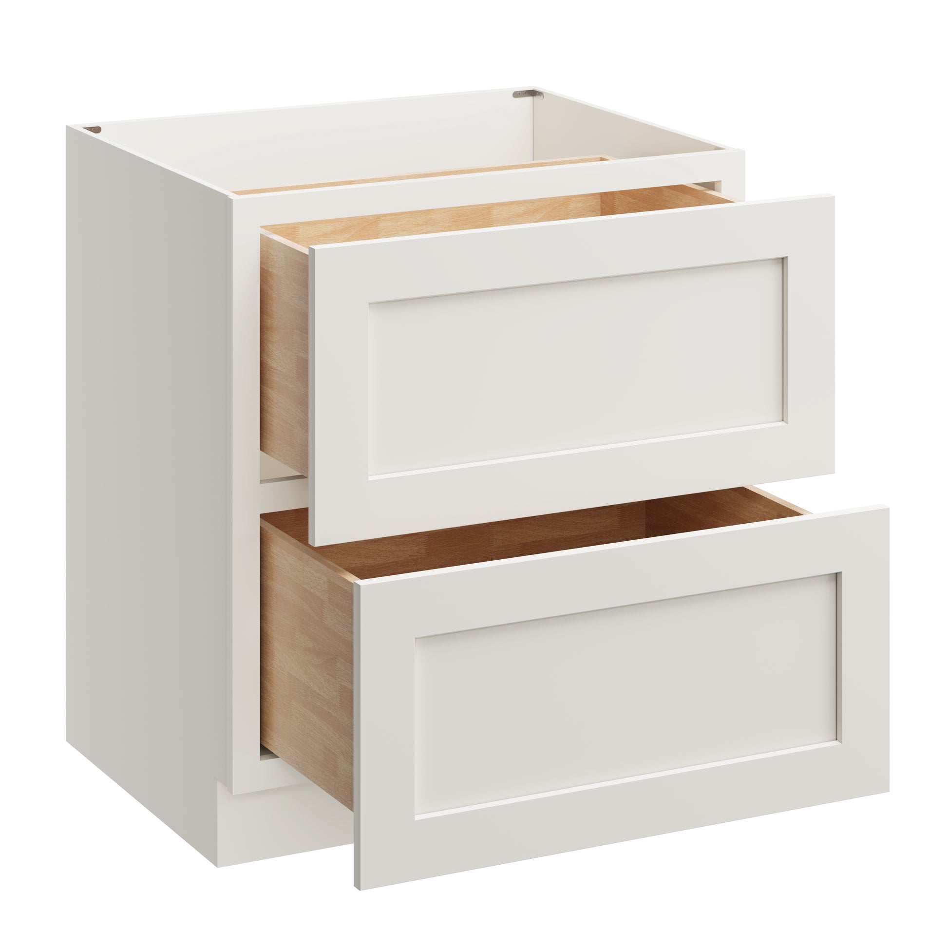 White Shaker RTA 30"W x 24"D x 34.5"H Base Cabinet with 2 Drawers