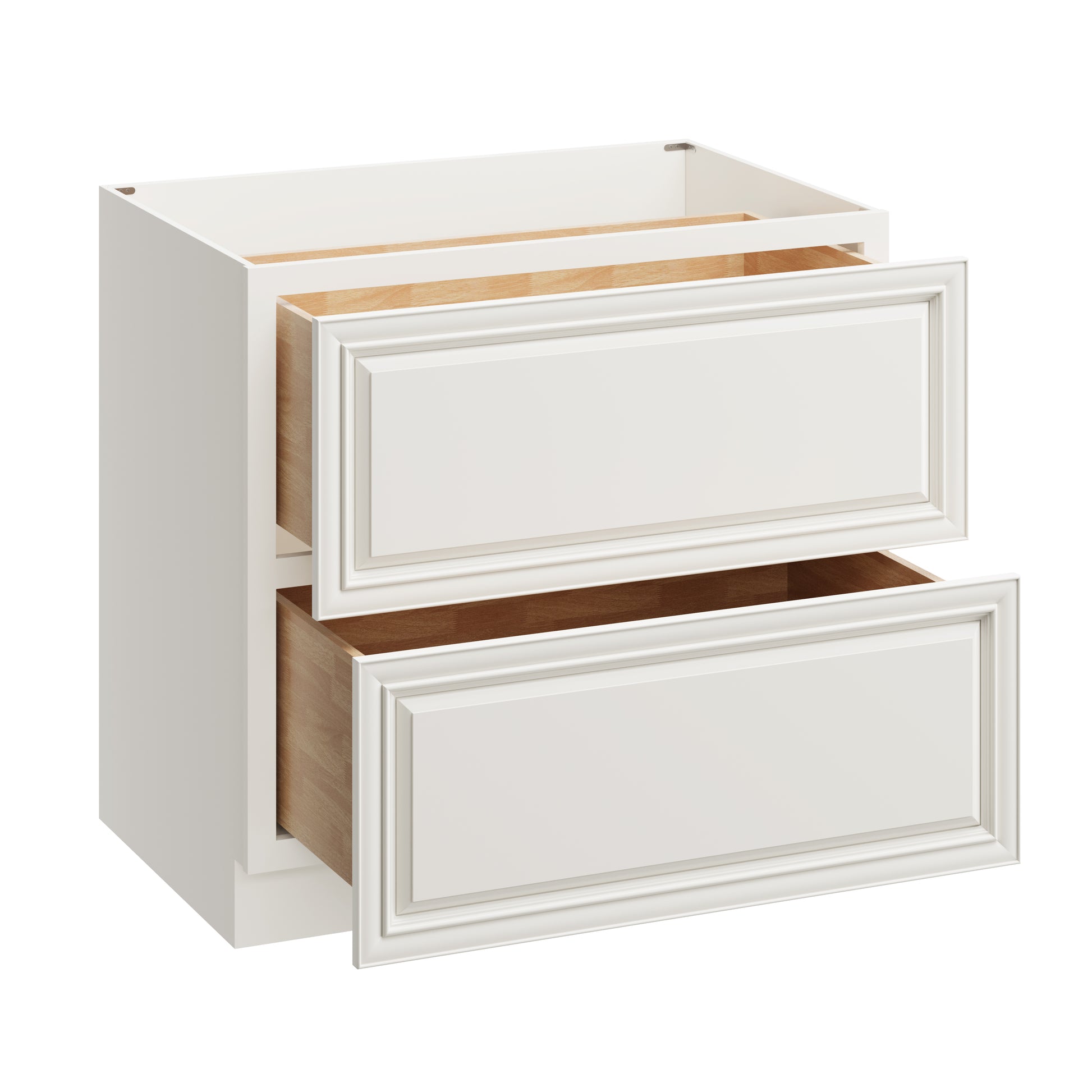 Pearl White RTA 36"W x 24"D x 34.5"H Base Cabinet with 2 Drawers