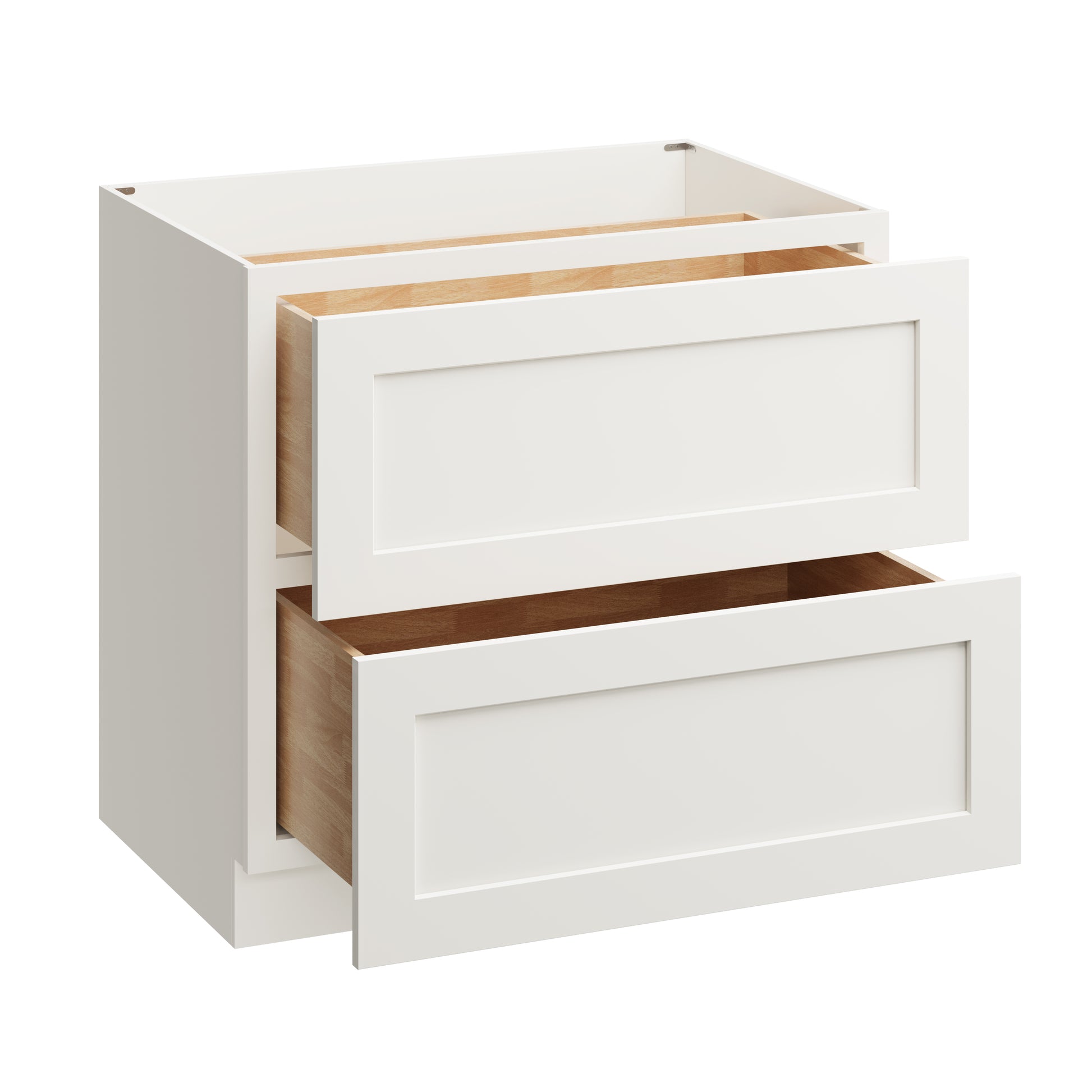 White Shaker RTA 36"W x 24"D x 34.5"H Base Cabinet with 2 Drawers