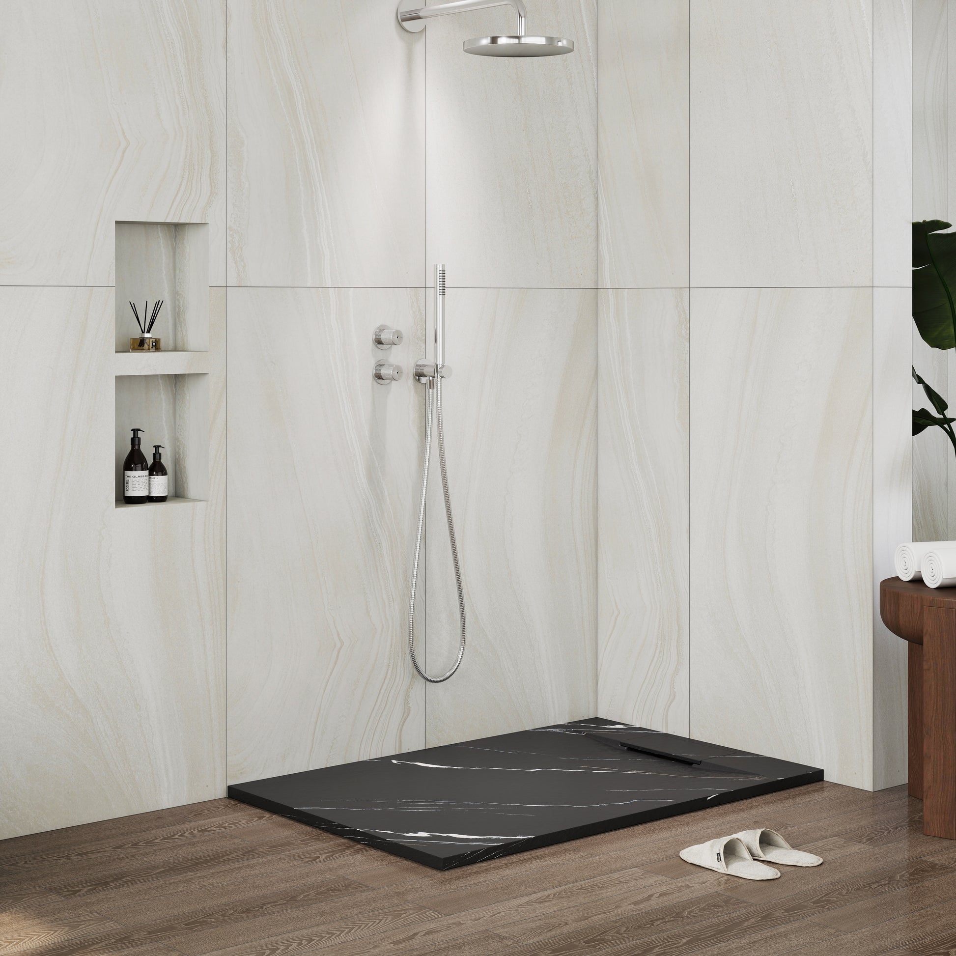 European-Style SMC Shower Base with Low-Entry & Wheelchair Accessible