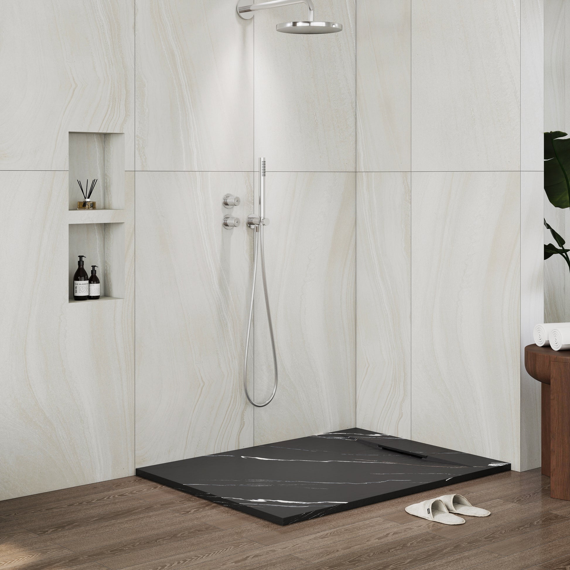 European-Style SMC Shower Base with Low-Entry & Wheelchair Accessible
