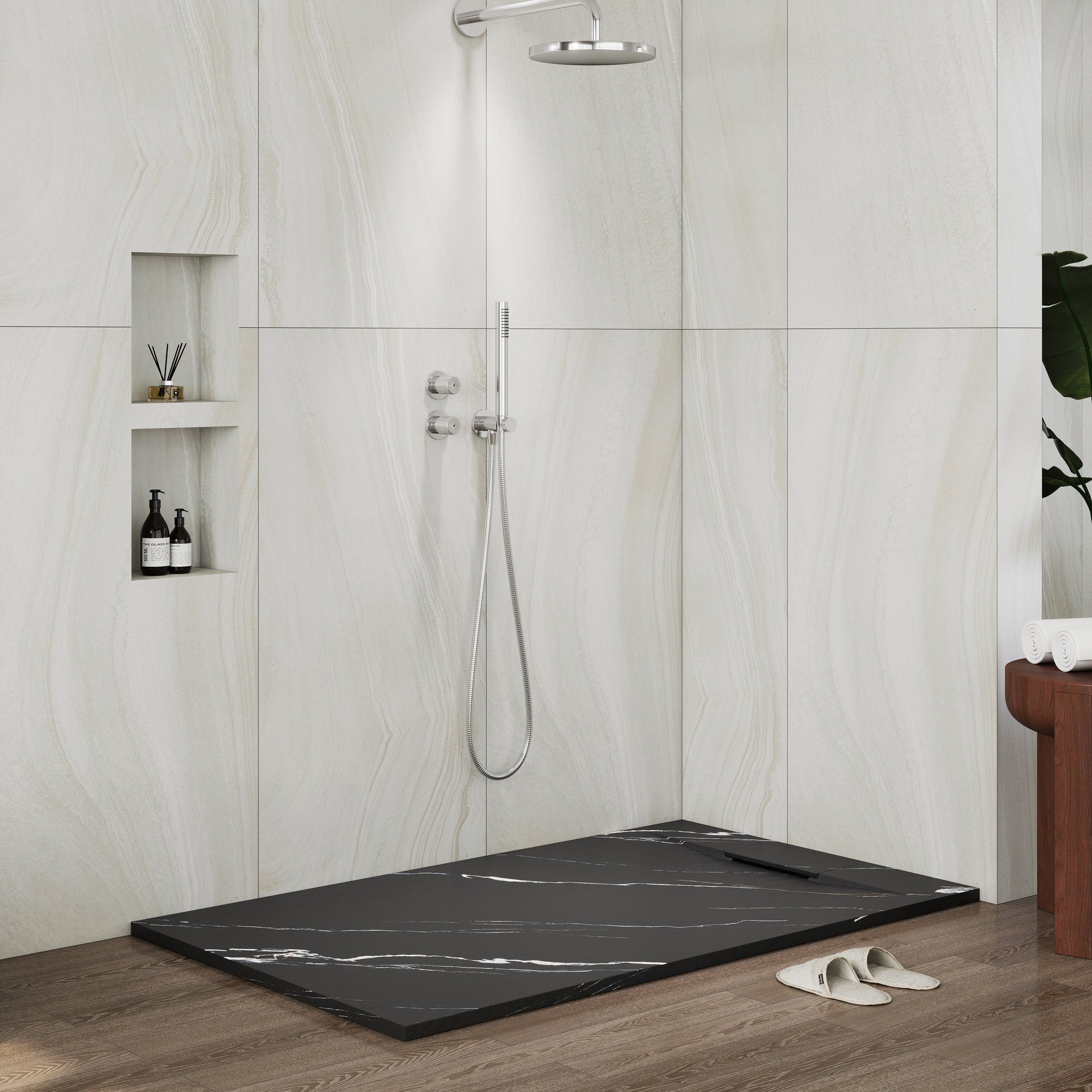 European-Style SMC Shower Base with Low-Entry & Wheelchair Accessible
