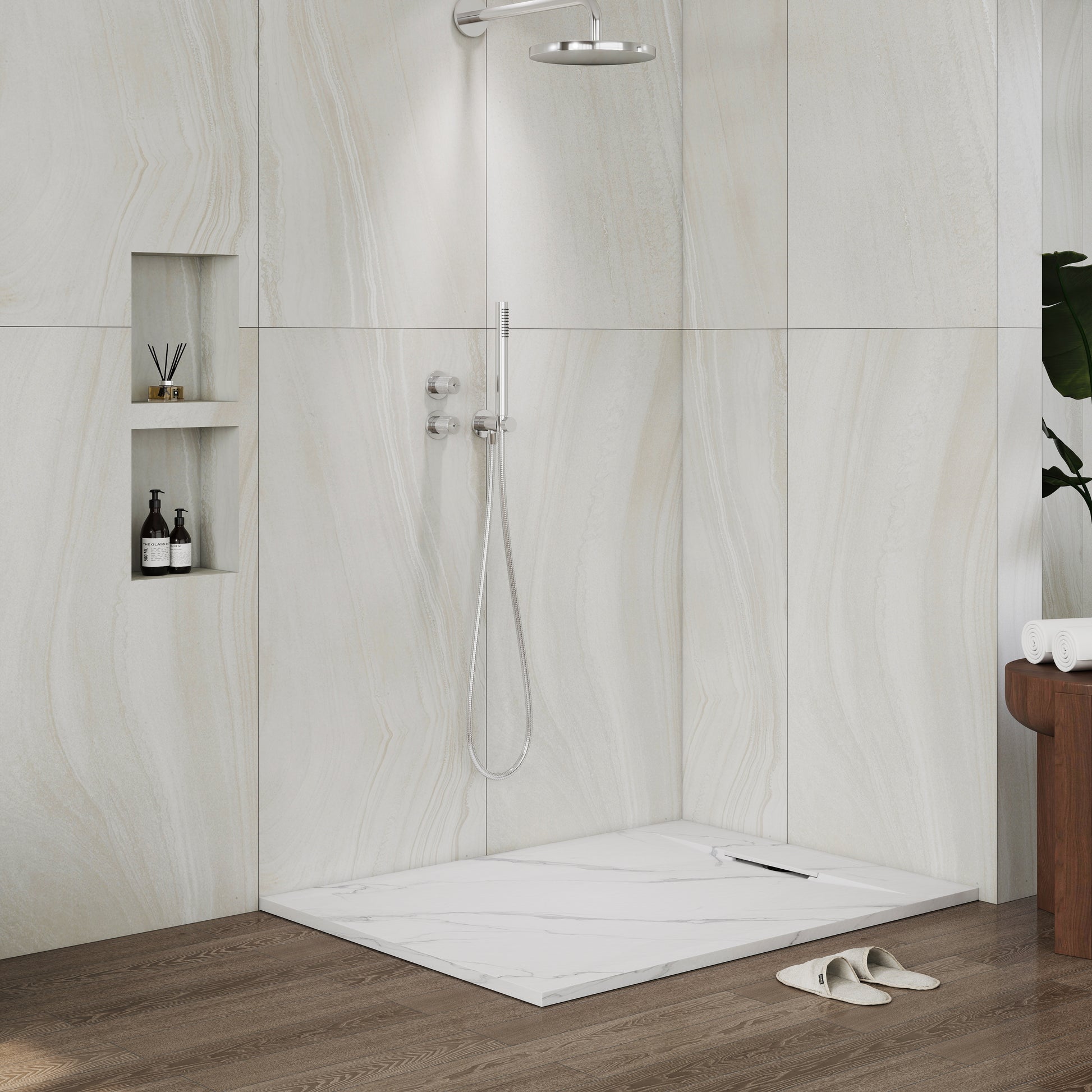 European-Style SMC Shower Base with Low-Entry & Wheelchair Accessible