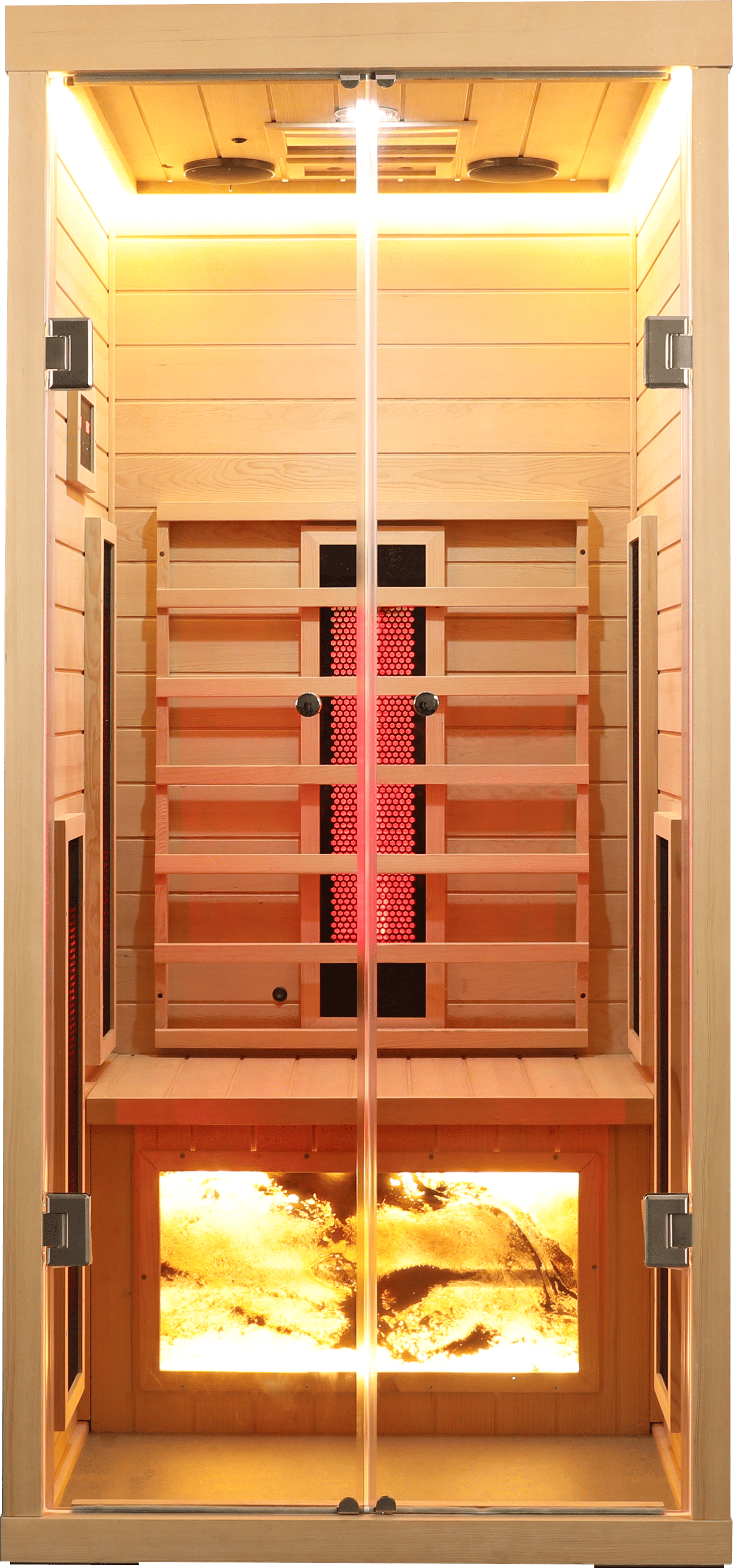1-Person Low EMF Hemlock Far Infrared Sauna Room with 2 Doors and Digital Controls