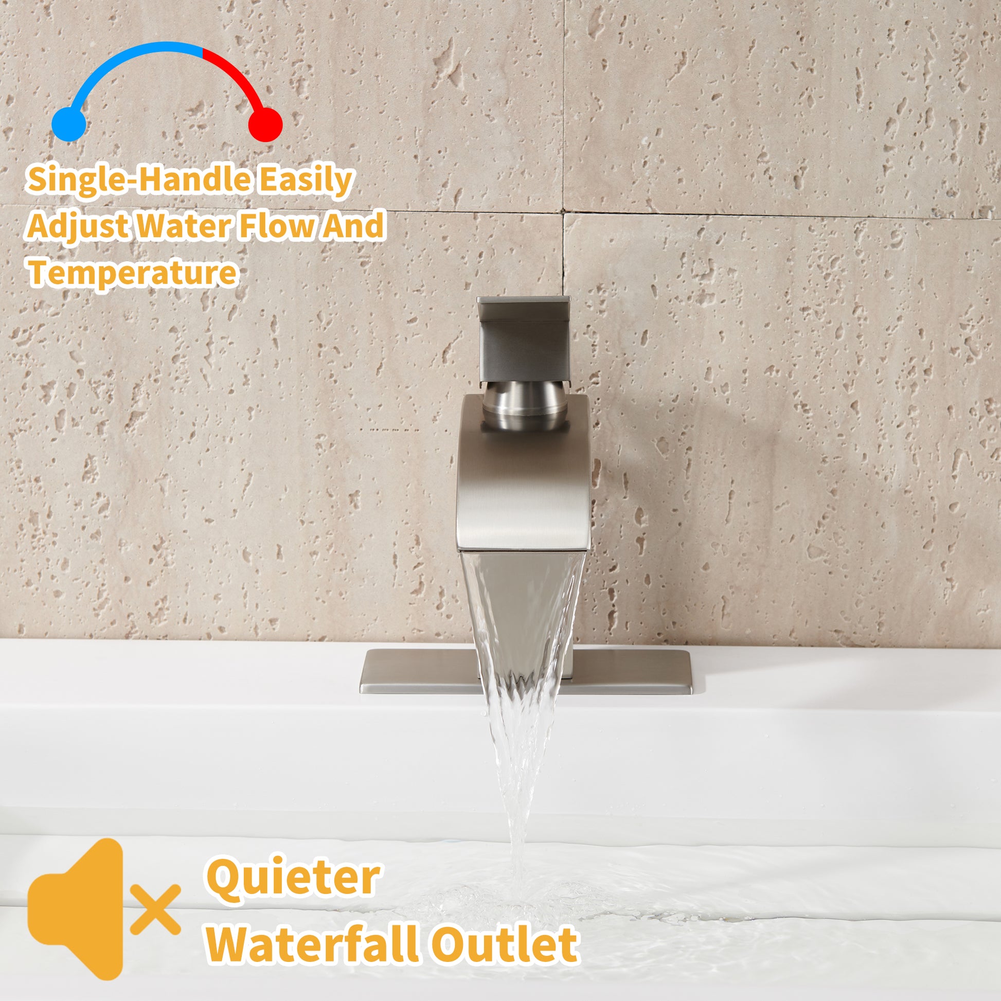 Single Handle Bathroom Sink Faucet Waterfall Spout Bathroom Sink Faucet