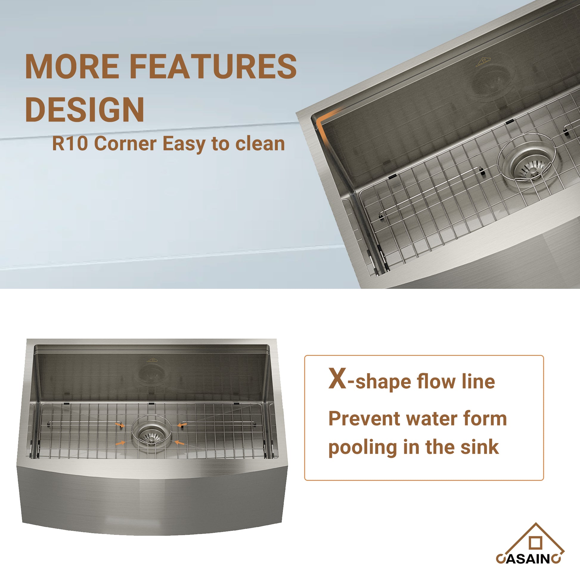 Farmhouse Stainless Steel 30/33/36 inch Single Bowl Kitchen Sink in Brushed