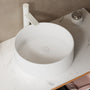 14 in. Round Ceramic Vessel Bathroom Sink in Glossy White / Stone Pattern Matte White
