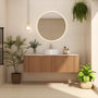 14 in. Round Ceramic Vessel Bathroom Sink in Glossy White / Stone Pattern Matte White