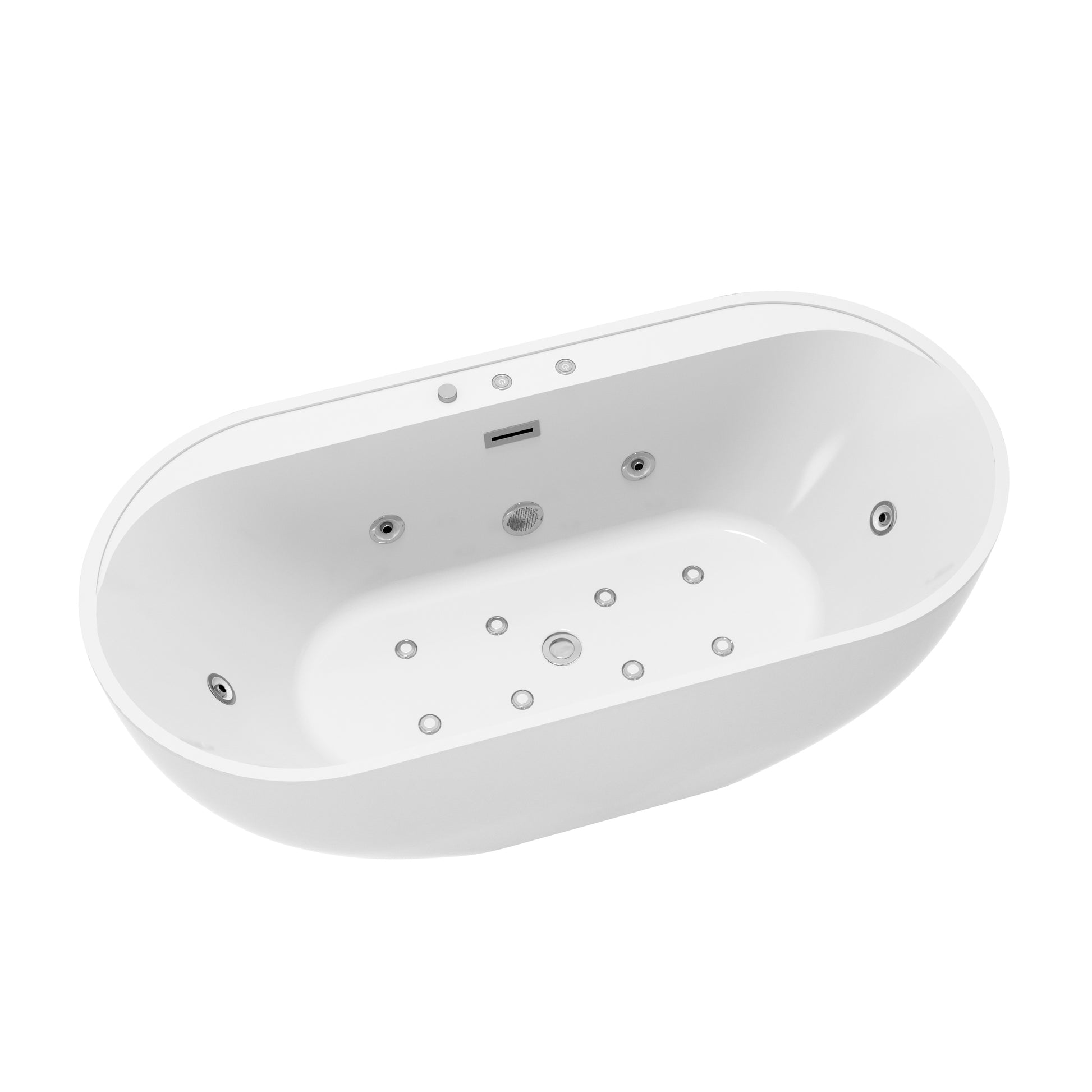 67" Whirlpool and Air Massage Bathtub with Adjustable Air Blower, 6 Hydro Jets & 8 Bubble Jets