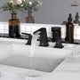 2-Handle Bathroom Sink Faucet 3-Hole Application Widespread Modern Bathroom Faucet with Drain Assembly - Matte Black