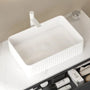 20" Matte White Rectangular Striped Ceramic Vessel Sink