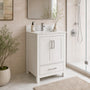24" Freestanding Single Sink Bathroom Vanity with Solid Wood Frame & Engineered Stone Top