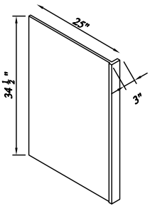 25"W x 34.5"H x 3"D Inset Dishwasher Return End Panel - Truffle Brown