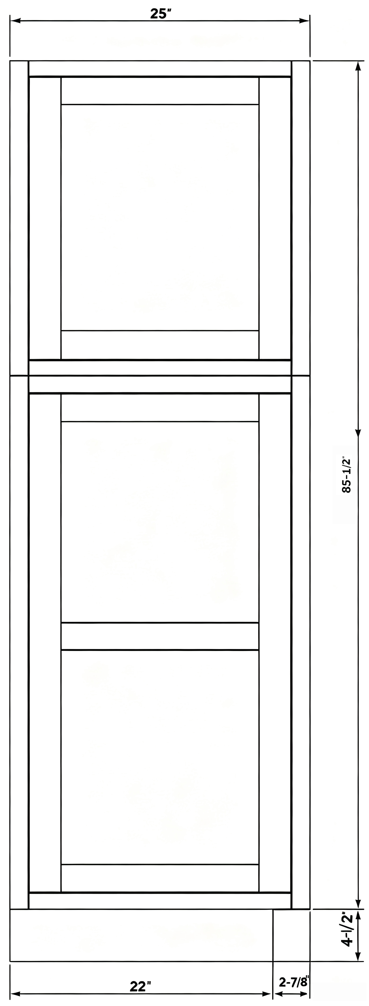 25"W x 84"/90"/96"H x 3/4"D 3-Size Inset Tall Decorative Panel - Truffle Brown