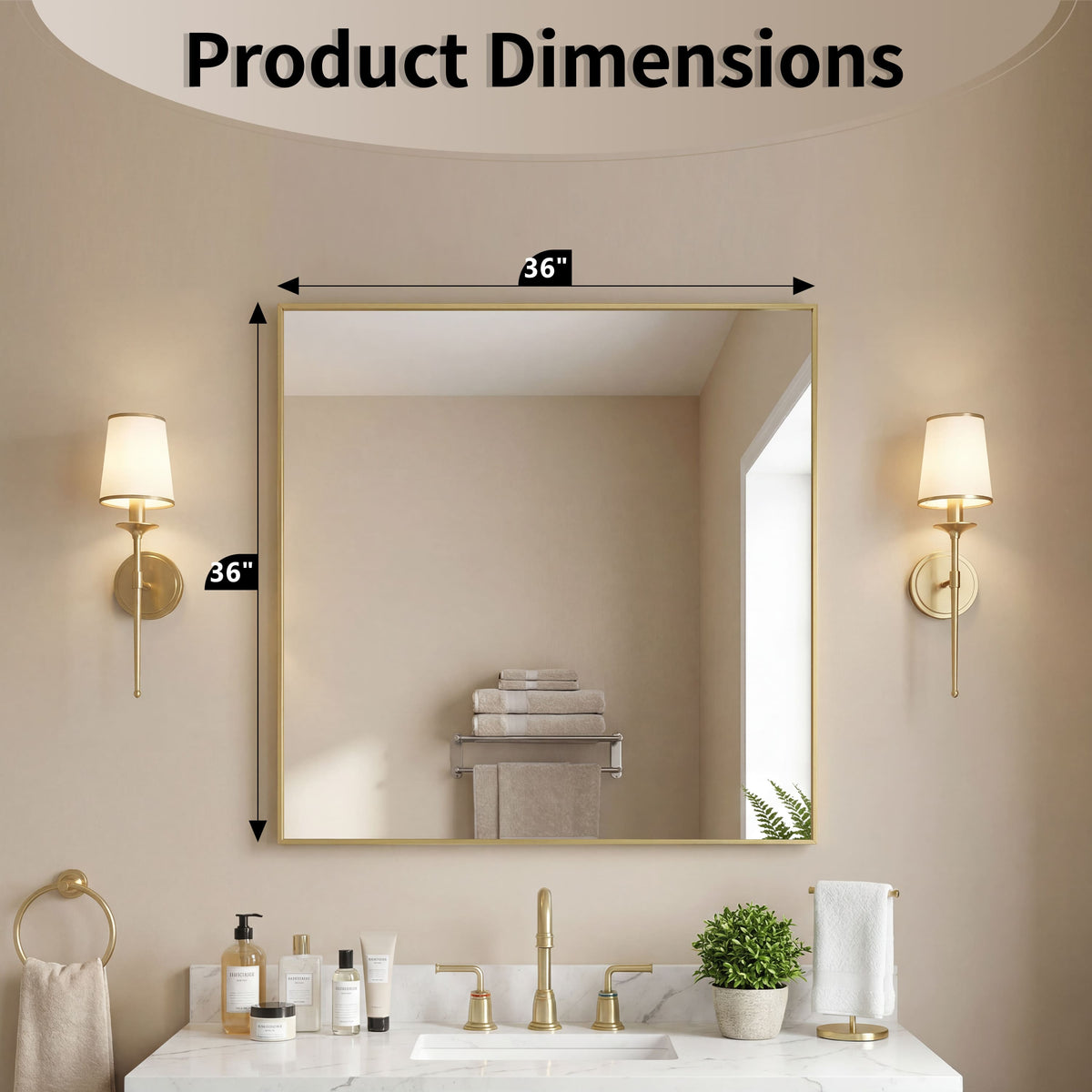 Golden/Silver Framed Tempered Glass Bathroom Mirror with HD Reflection