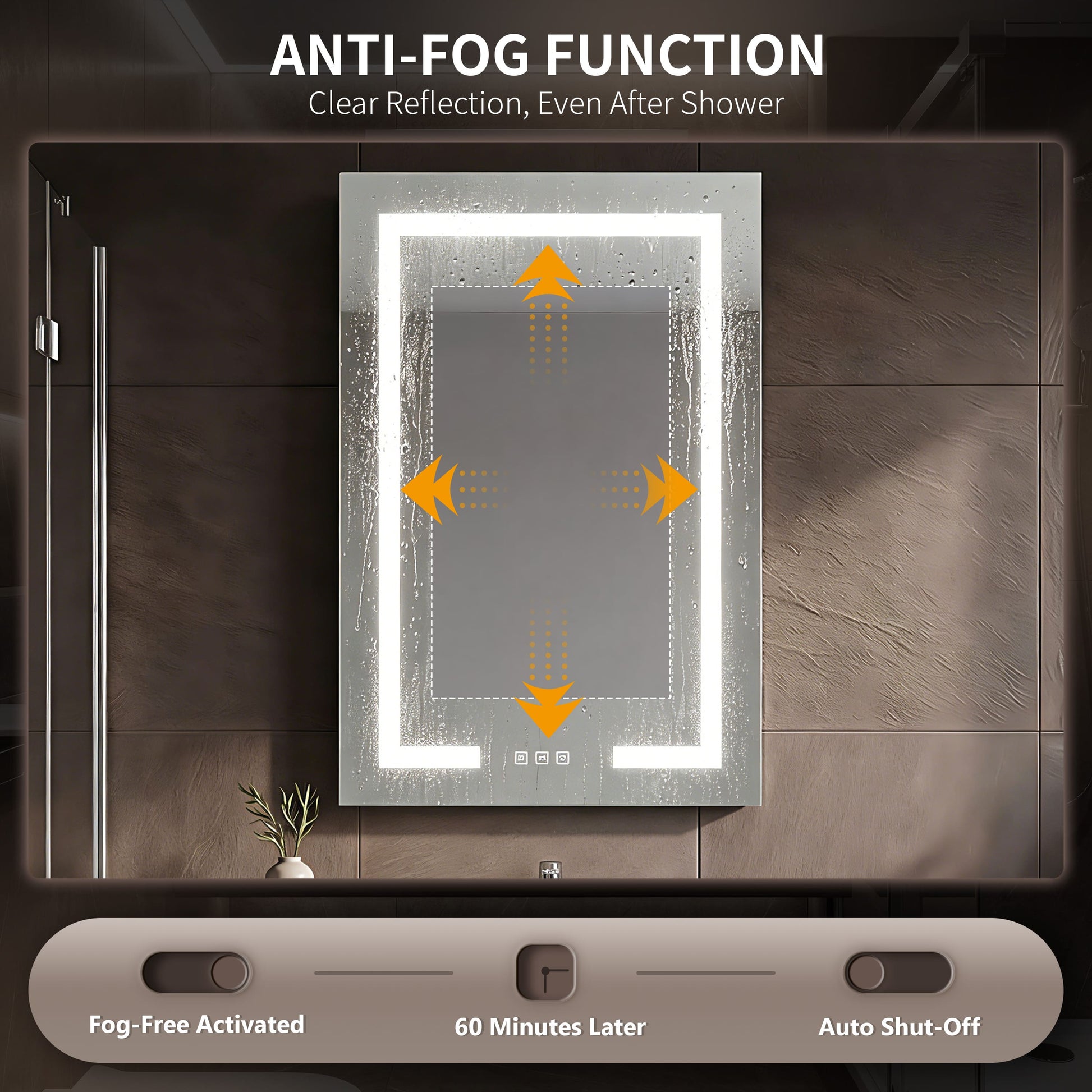 24"x36" Single Door Bathroom Medicine Cabinet with Anti Fog LED Mirror