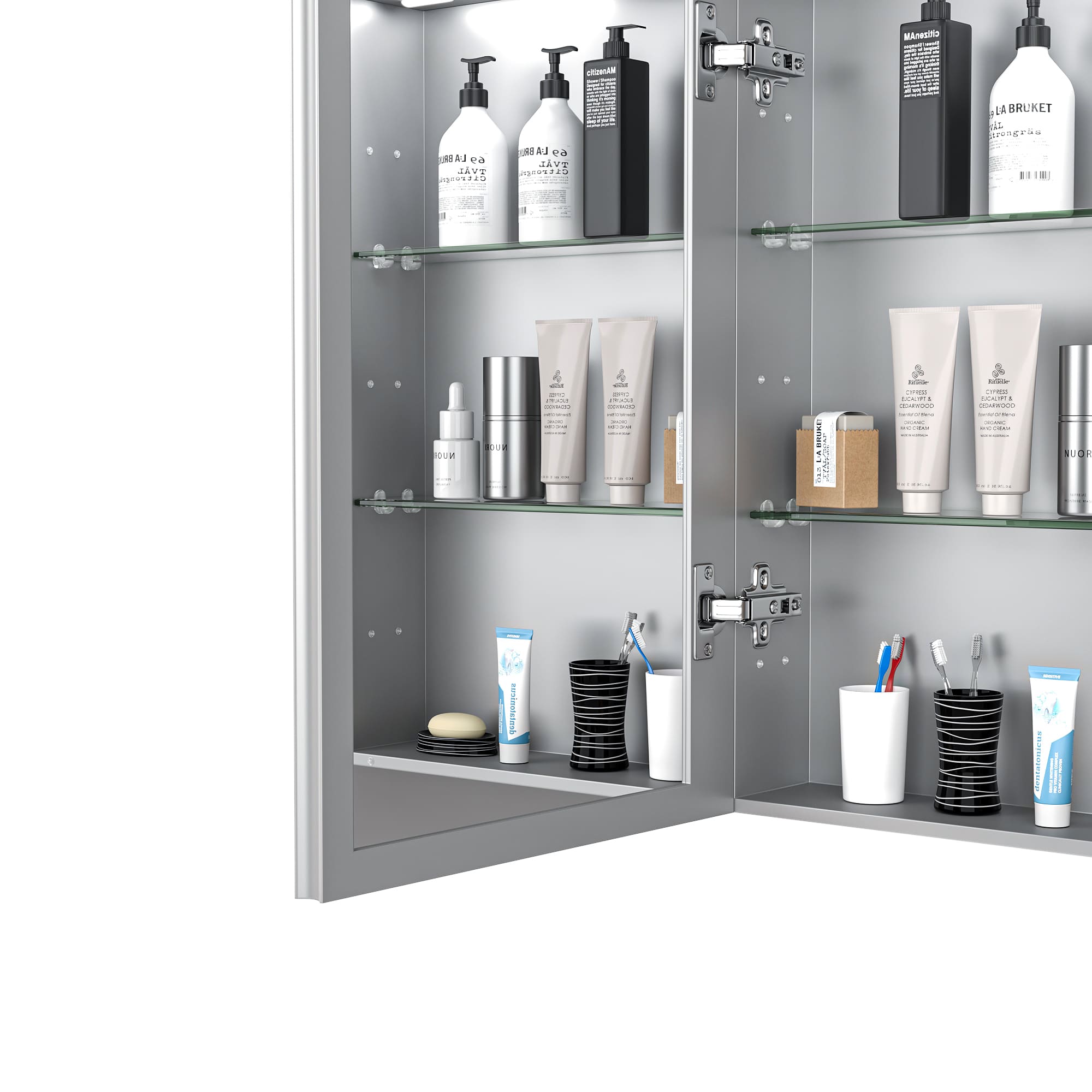 30" x 32" Aluminum Medicine Cabinet with LED Mirror, Anti-Fog, 3 Color Temperatures