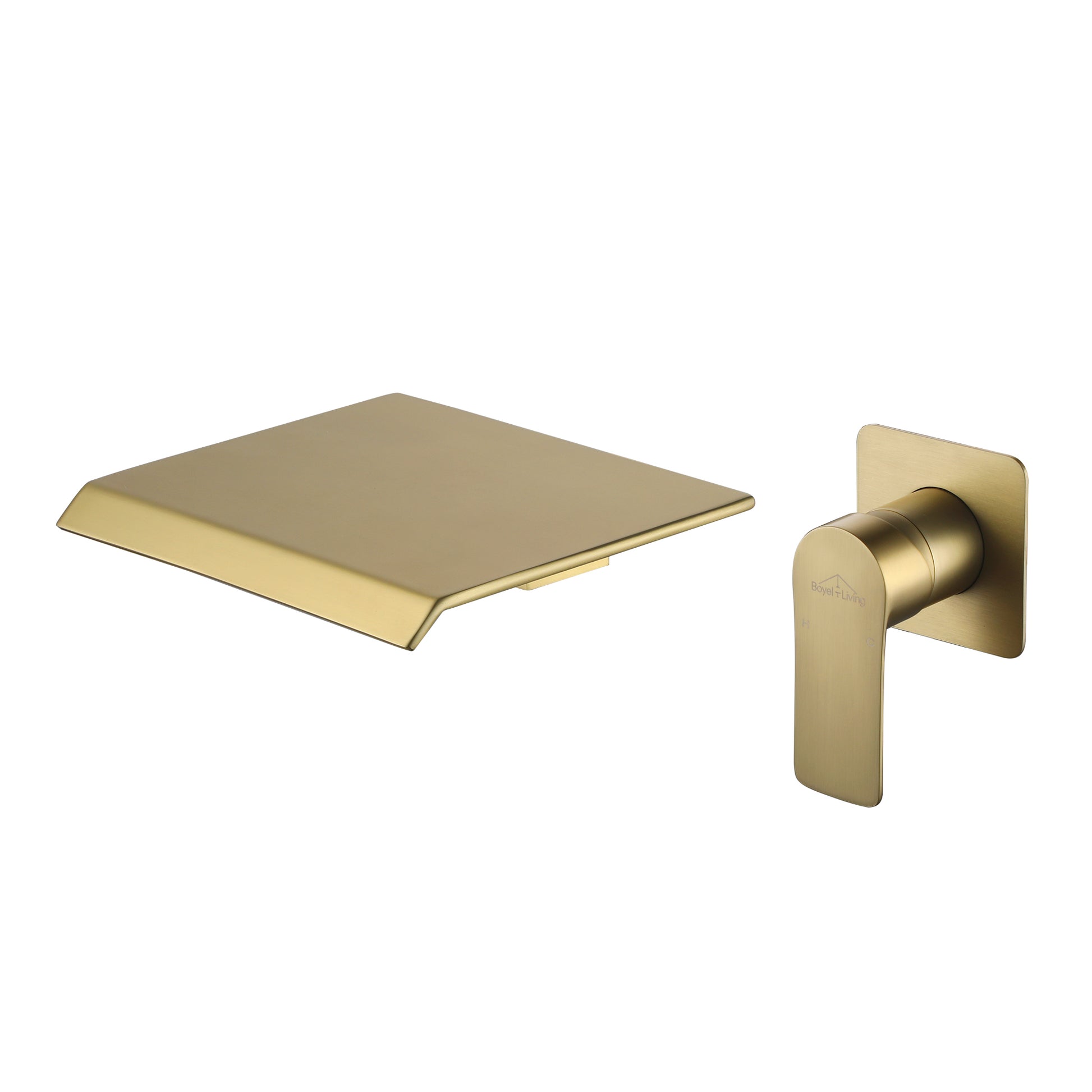 Wall Mounted Waterfall Bathroom Sink Faucet in Matte Black & Brushed Gold