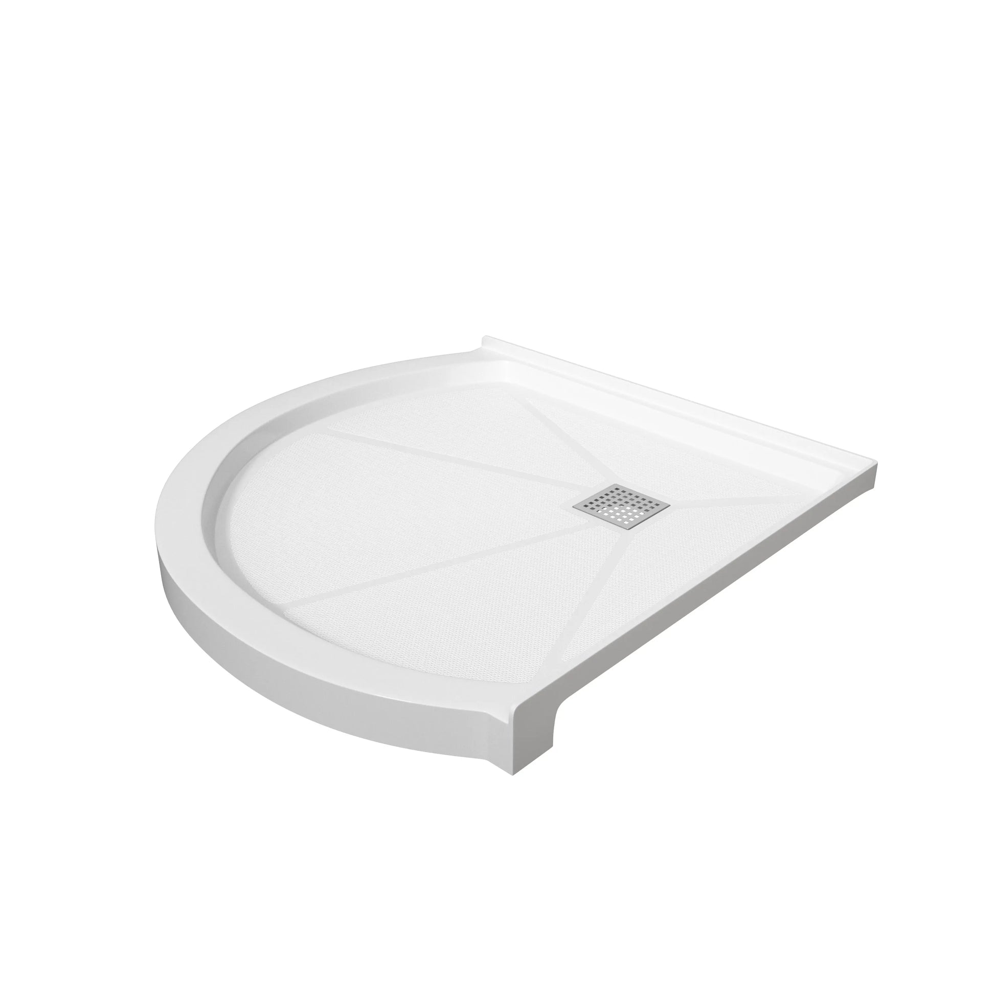 36" Gloss White SMC Quadrant Corner Shower Base with Center Drain