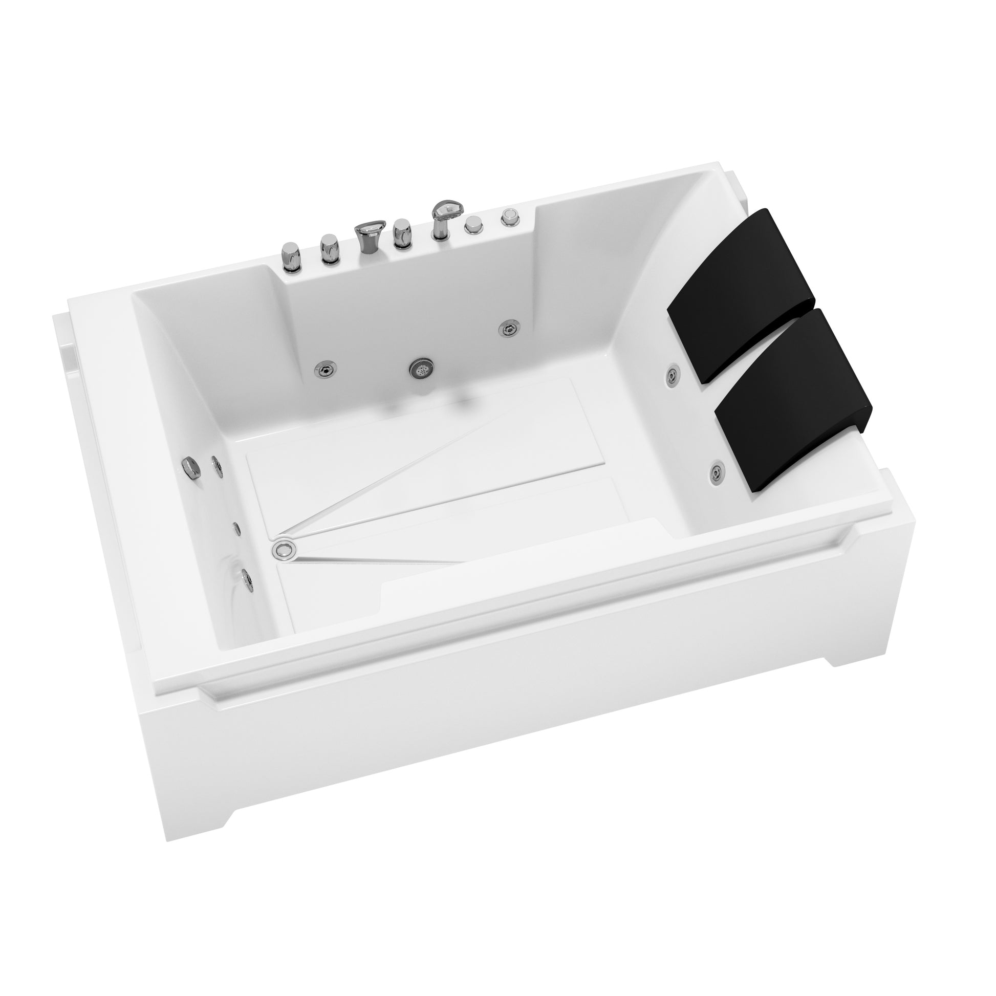 73" Two-Person Whirlpool Tub with Hydro Massage Jets & Chromotherapy Lighting