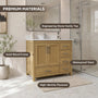 42"/55"/60"/72"/84" Warm Oak Freestanding Bathroom Vanity with Solid Wood Construction