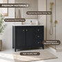 42" Matte Black Bathroom Vanity with Single Sink & Marble Top