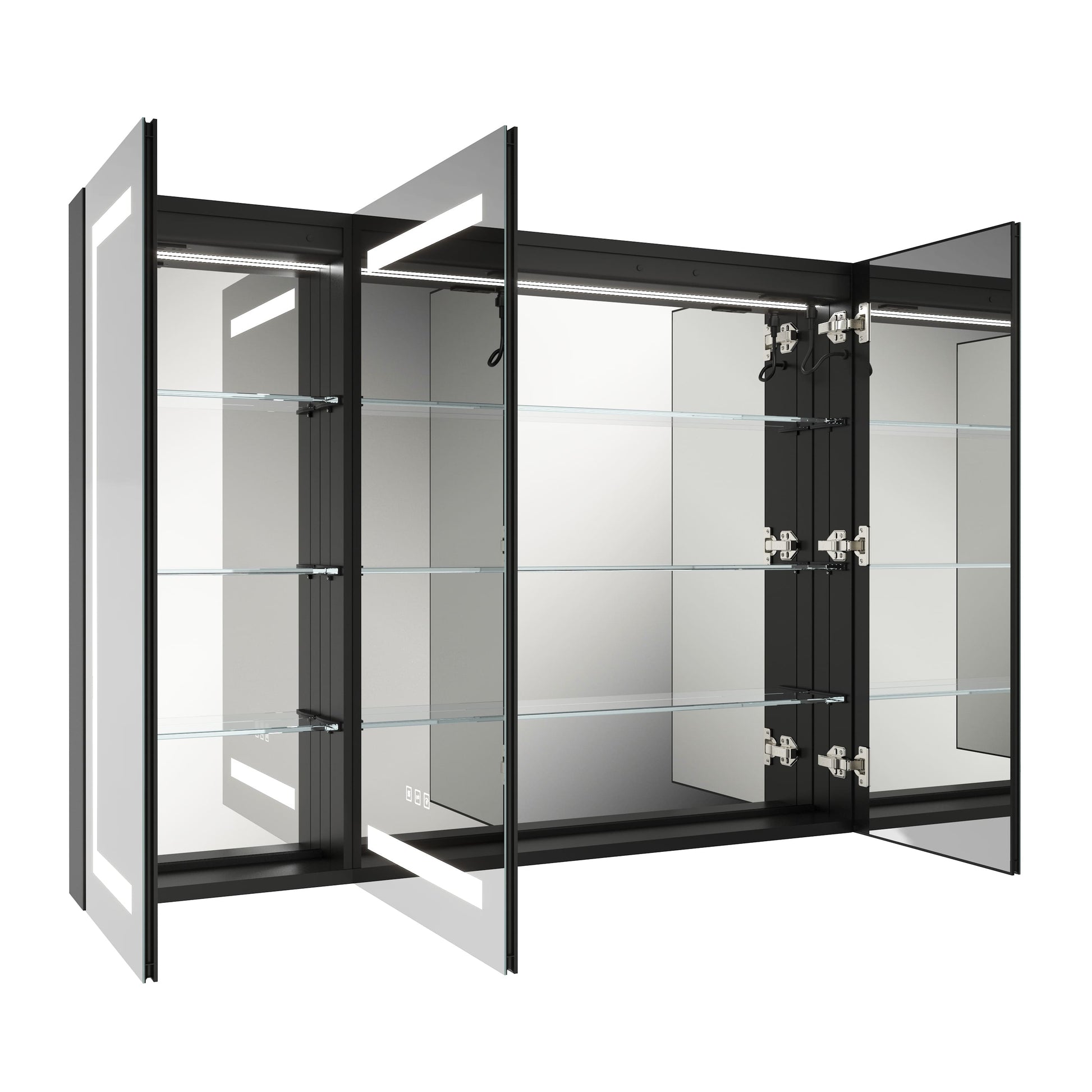 47"x36" 3 Doors Bathroom Medicine Cabinet with Anti Fog LED Mirrors
