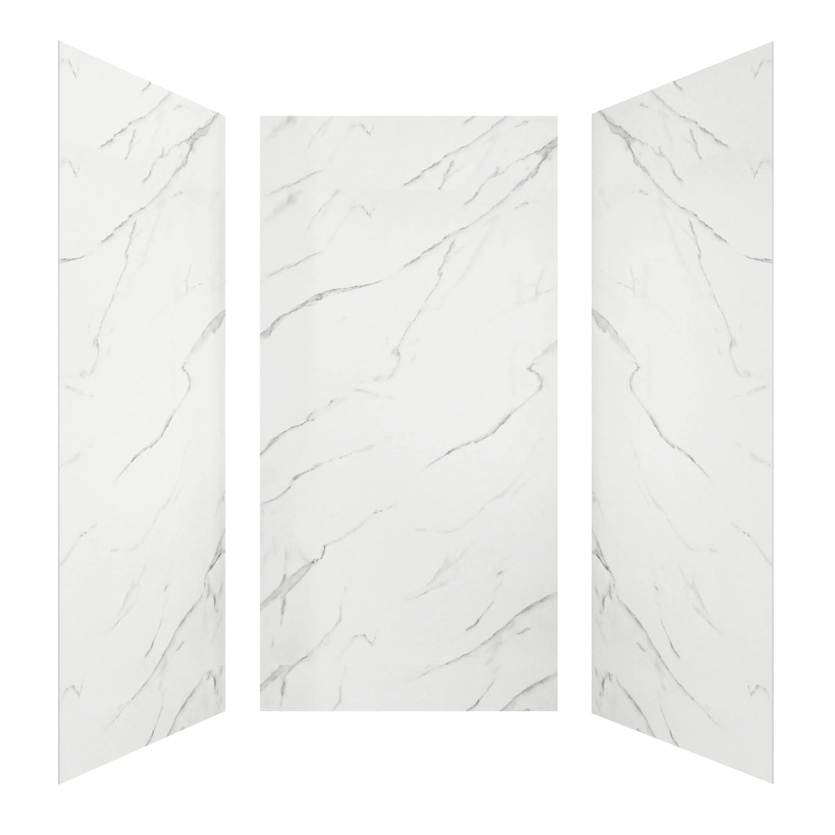 48"x36"x96" Calacatta/Cararra White SMC Shower Wall Panel System, Waterproof Grout-Free Shower Surround