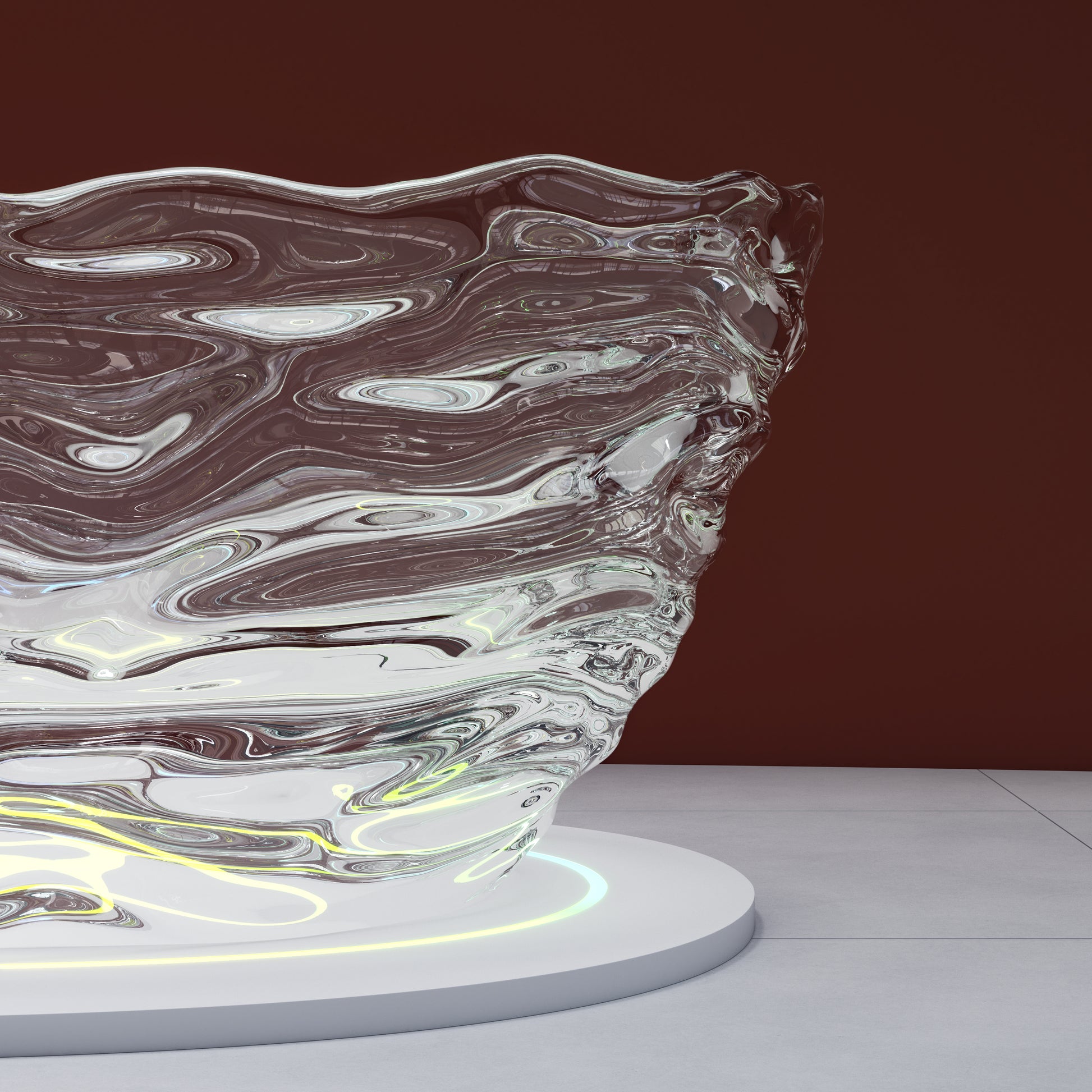 69" Sculptural Transparent Resin Freestanding Soaking Bathtub 