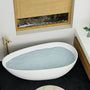 59" Matte White Egg-Shaped Stone Resin Freestanding Soaking Tub, cUPC Certified