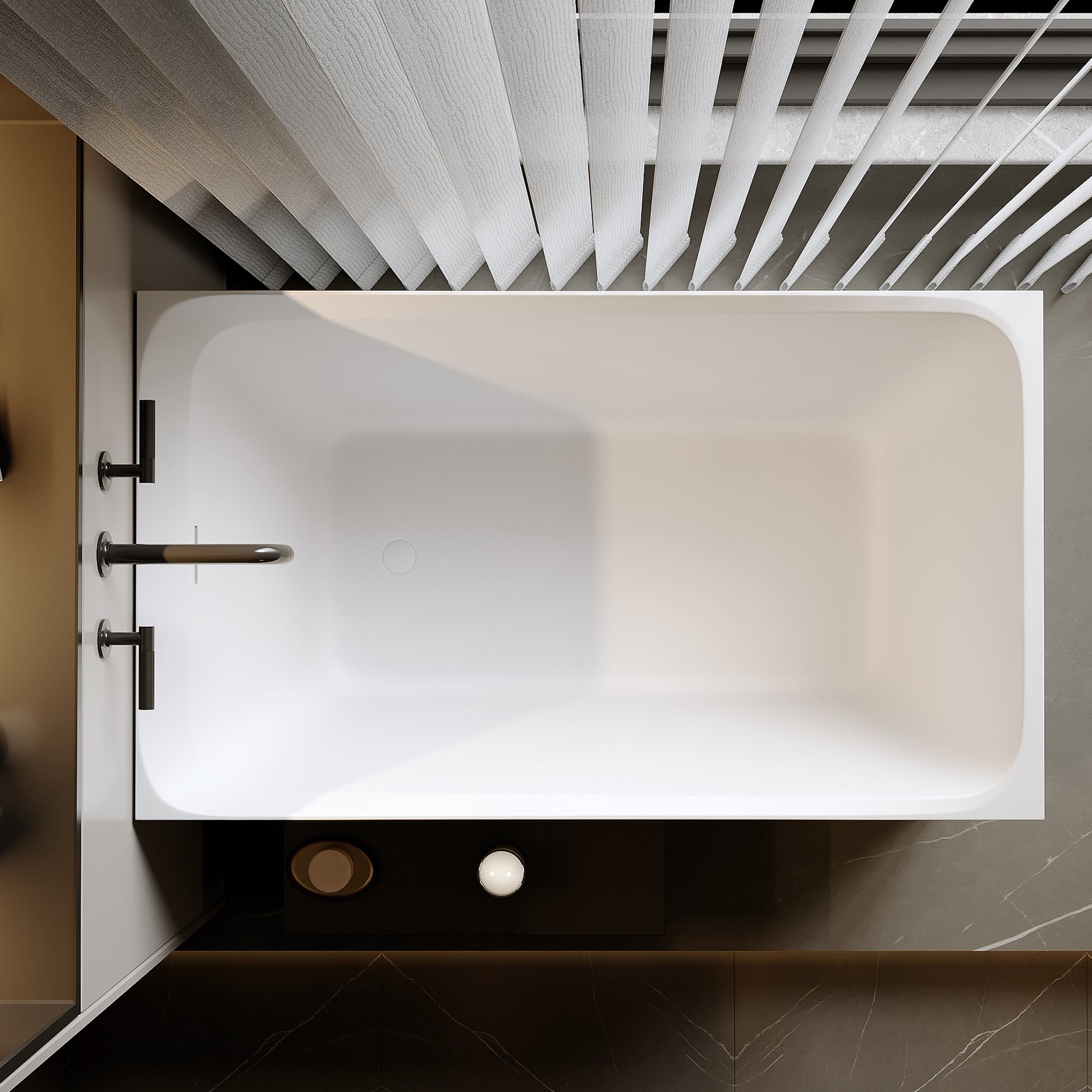 51" Modern Freestanding Stone Resin Soaking Bathtub in Matte White