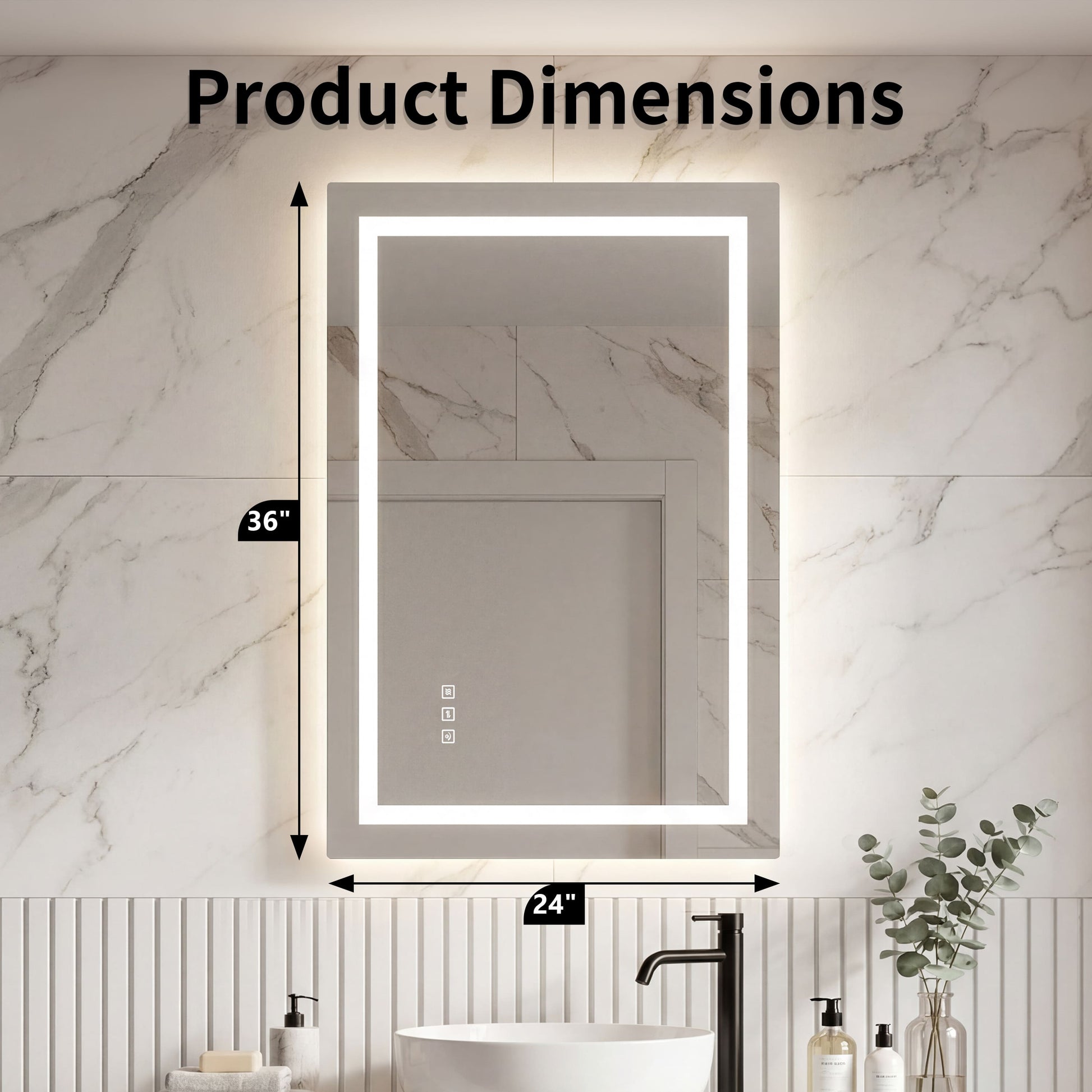 Dual Lighting LED Bathroom Mirror with Touch Dimming, Anti Fog