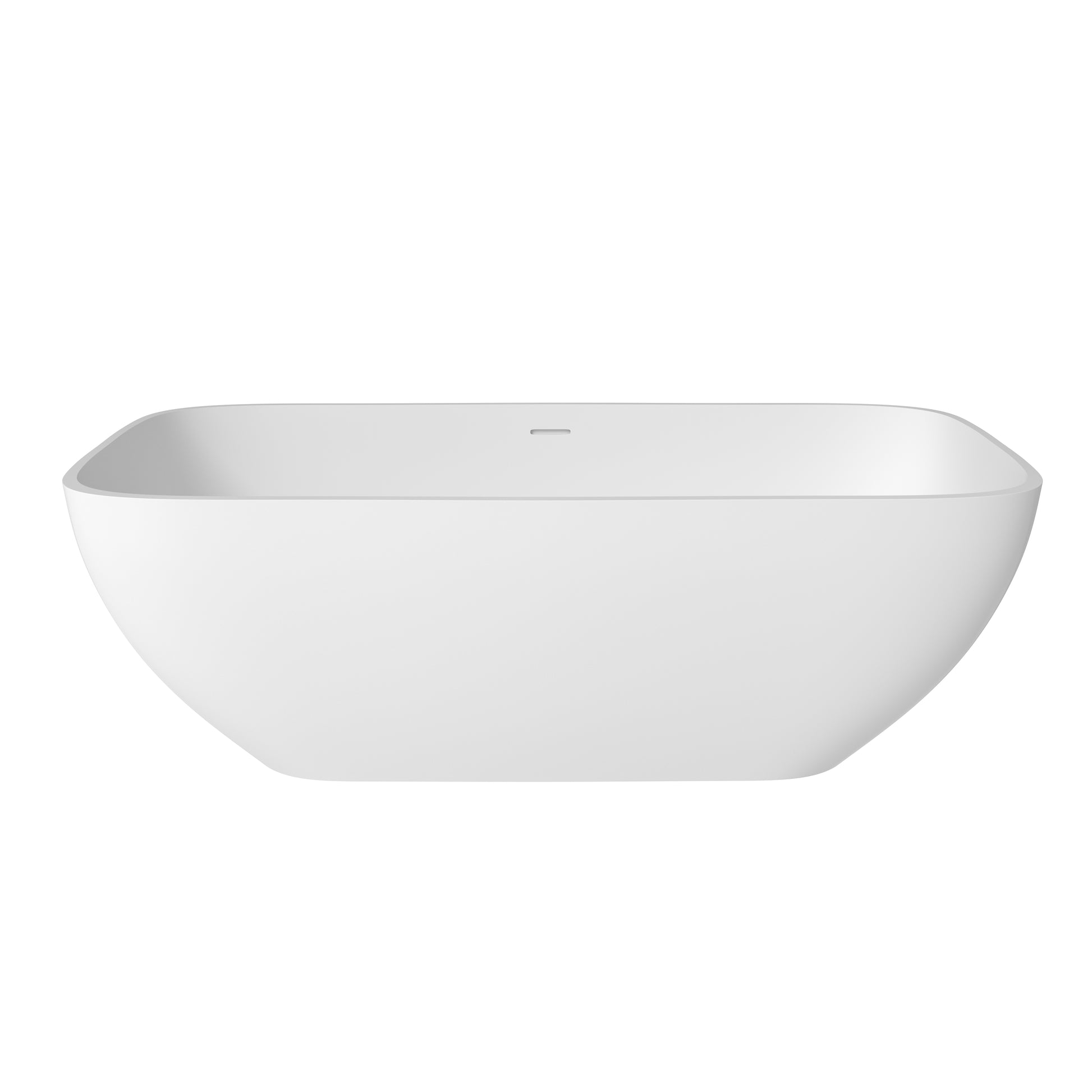 67" Rectangular Solid Surface Freestanding Bathtub with Hand Polished Design