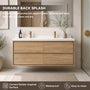 60" Wall-mount Double Sink Bathroom Vanity with Marble Top