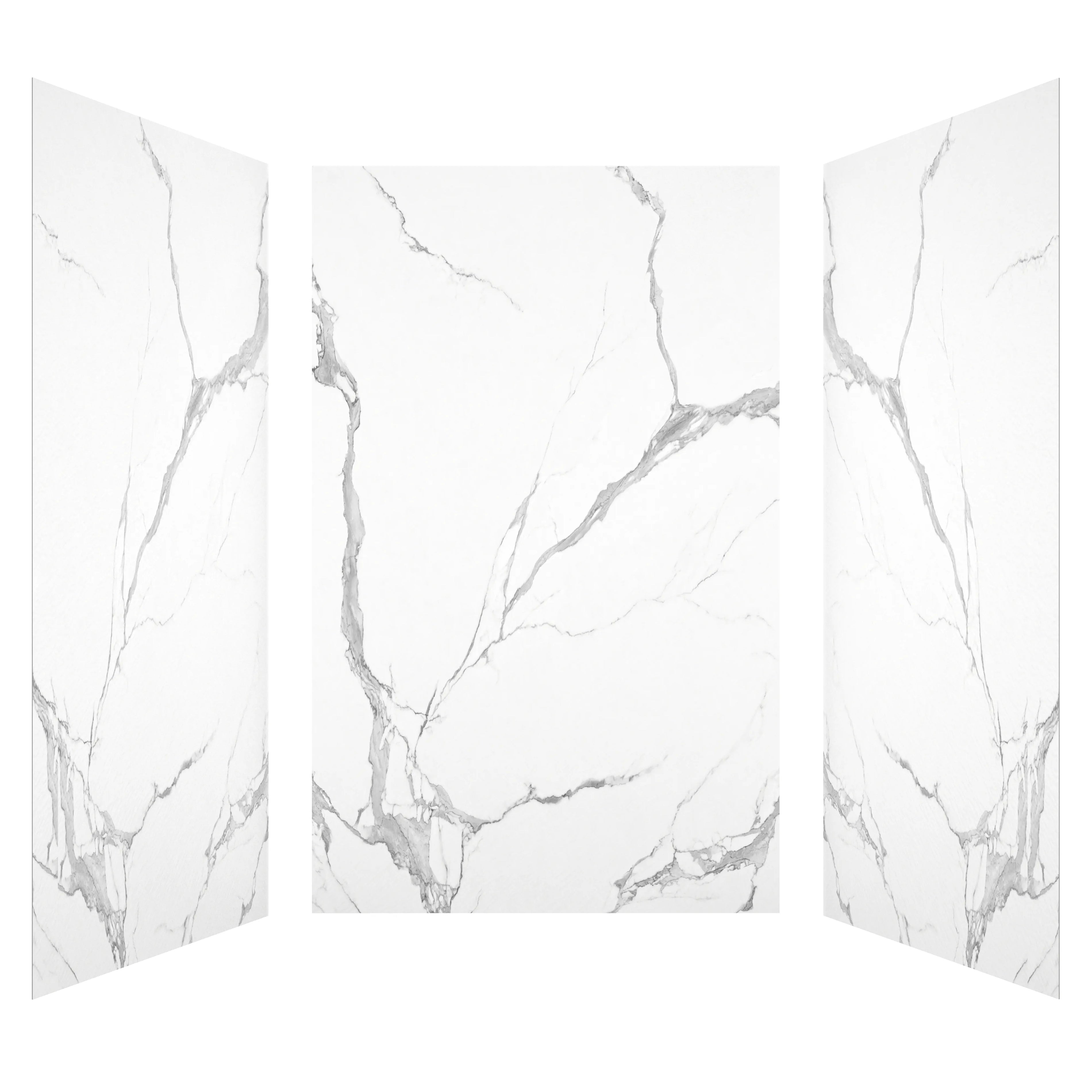 60"x36"x75"/96" Matte White with Marble Texture SMC Shower Wall Panel Kit
