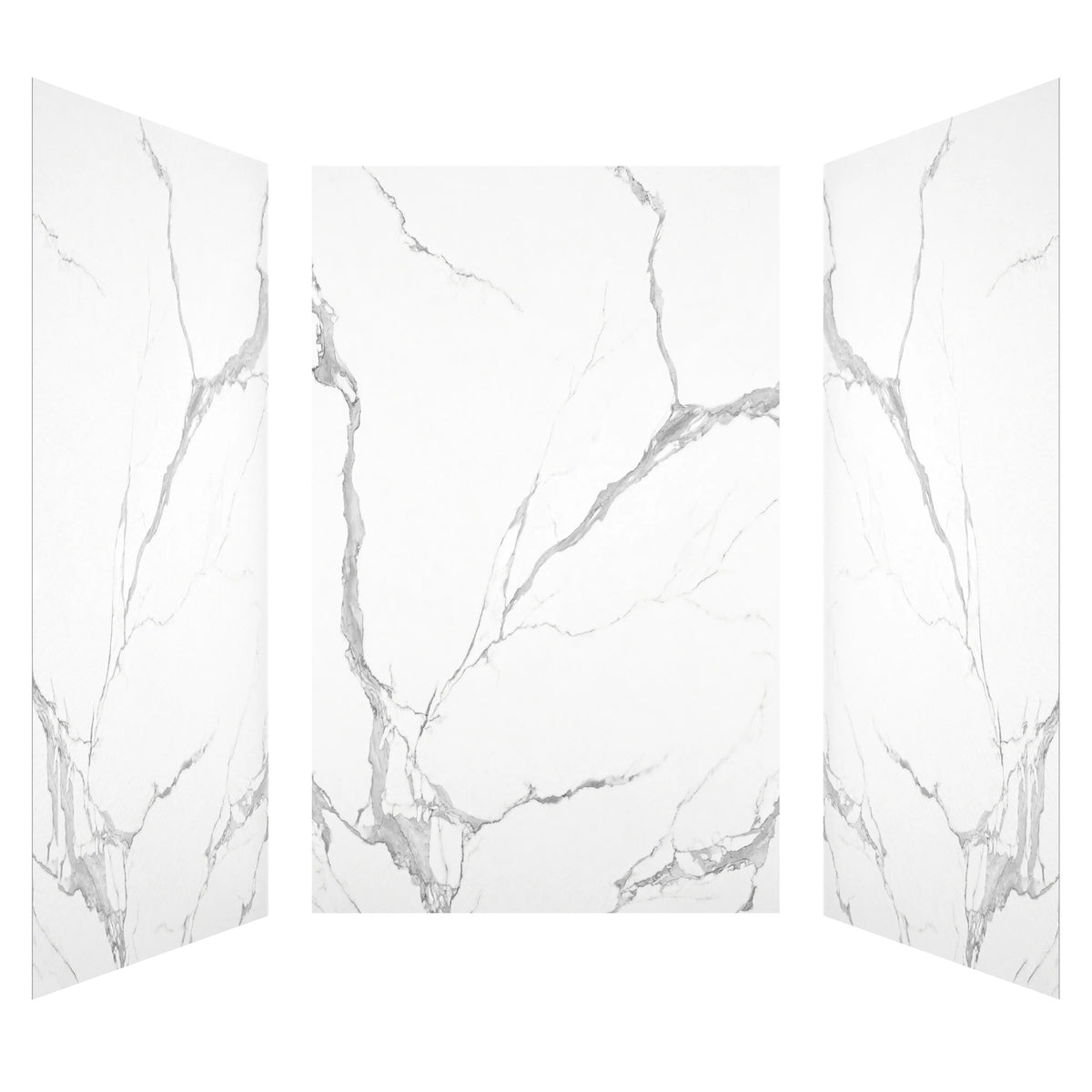 60"x36"x75"/96" Matte White with Marble Texture SMC Shower Wall Panel Kit
